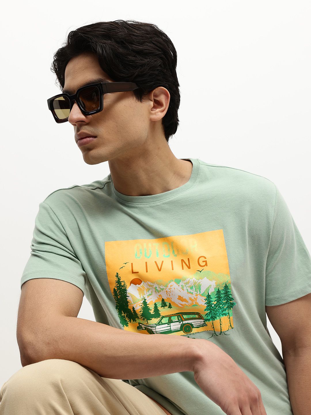 KIABI Men Graphic Printed Pure Cotton T-shirt-picture-13