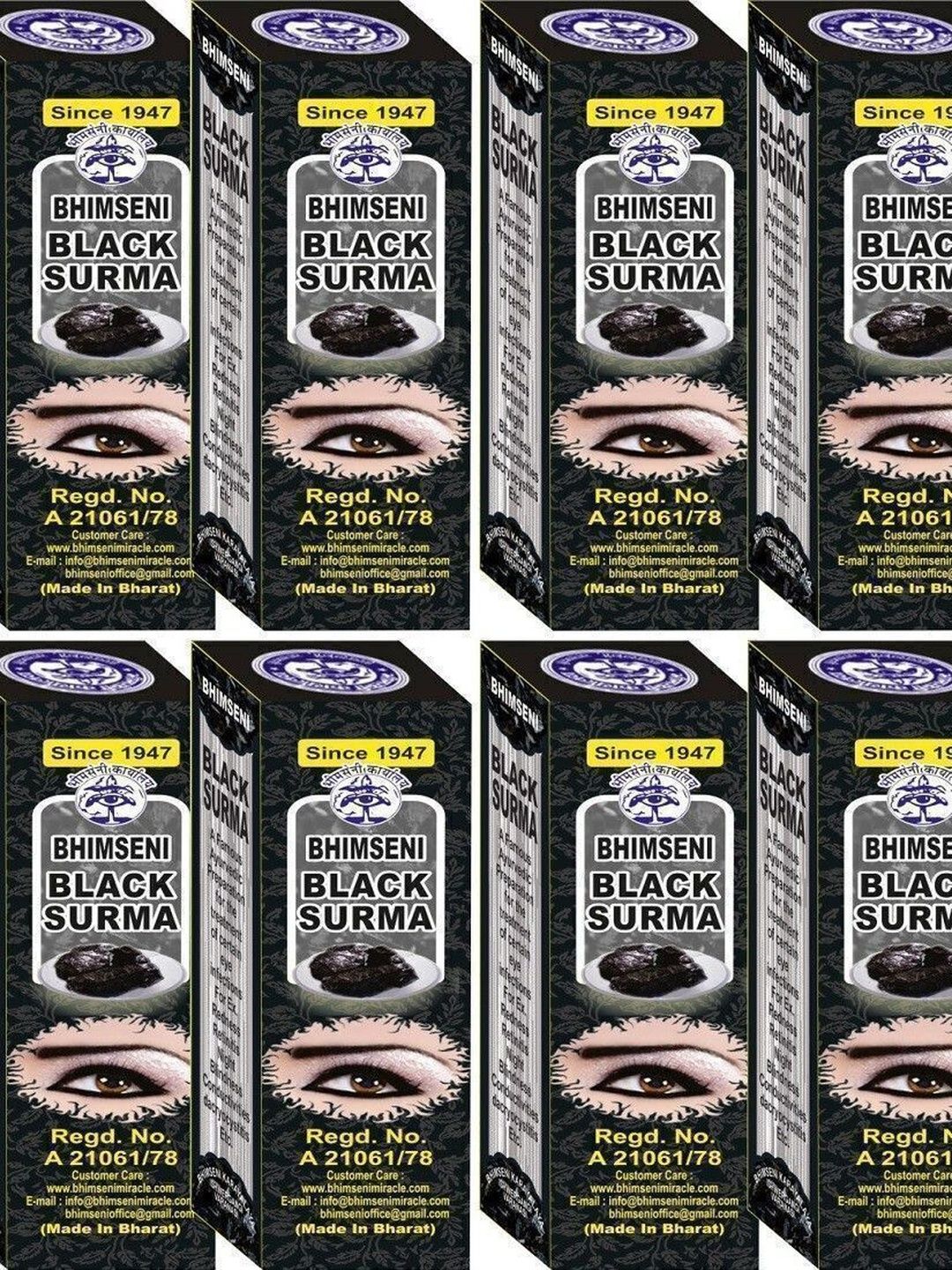 Bhimseni Karyalay Set Of 12 Smudge Proof Matte Stick Kajals - Black-picture-21