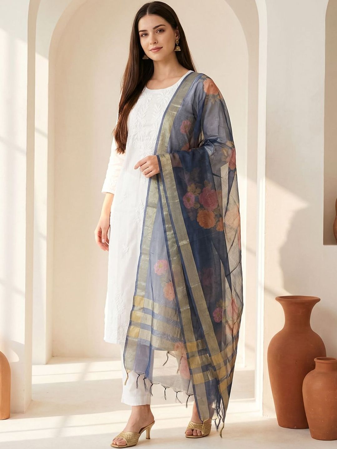 Indo Era Printed Organza Dupatta-image-35