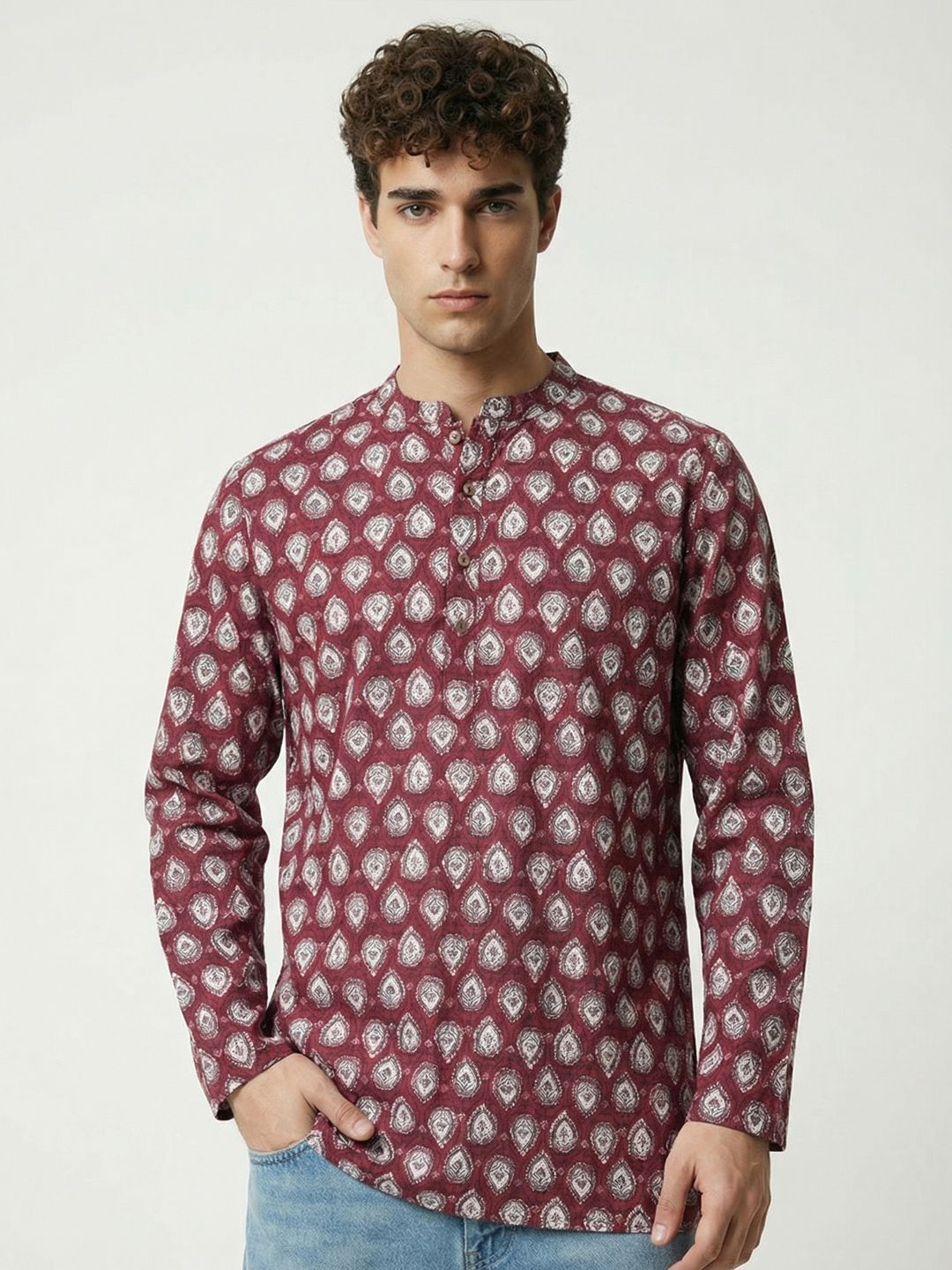 Anouk Rustic Ethnic Motifs Printed Mandarin Collar Straight Kurta-image-8