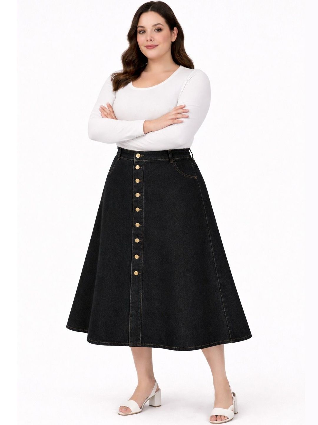 Tripursundari Fashion A-Line Curved Maxi Skirts-image-26