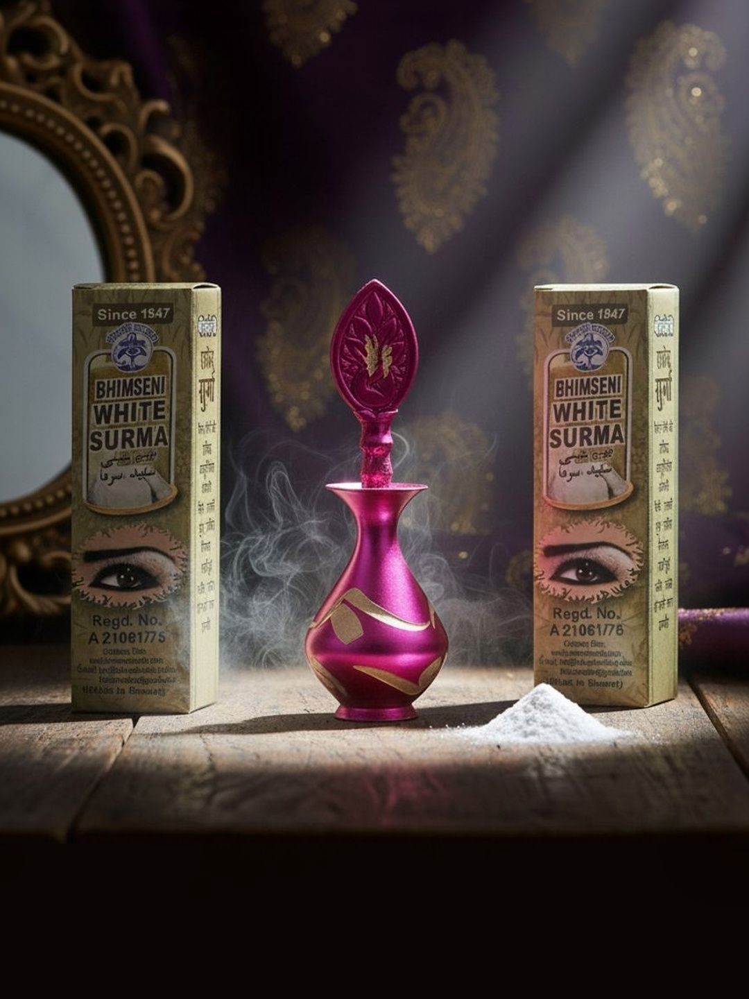Bhimseni Karyalay White Surma with Brass Pink Surmedani - 3 g - Black-picture-57