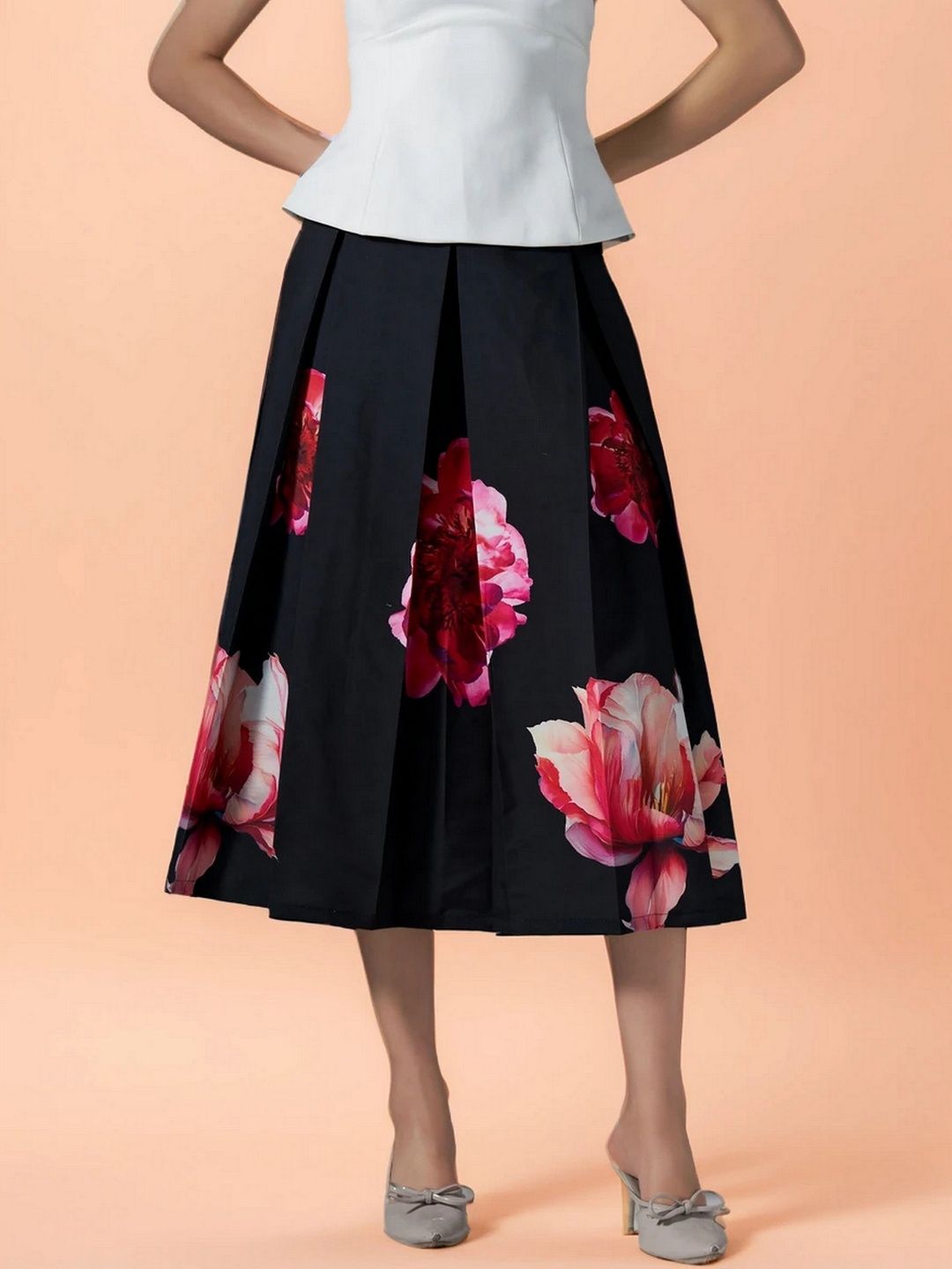 DressBerry Printed Cotton Midi A-Line Skirts-picture-13