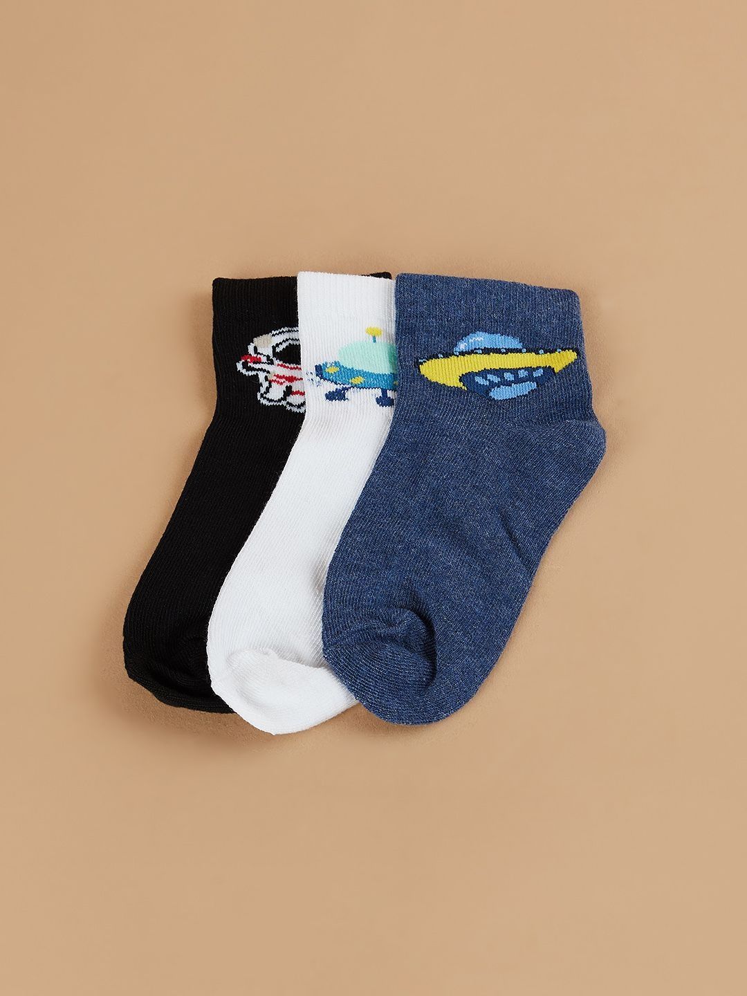 Fame Forever by Lifestyle Boys Pack Of 3 Patterned Cotton Ankle Length Socks-picture-21