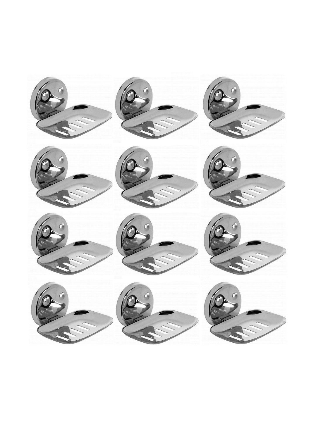 WEKTU Silver-Toned & Silver-Toned 10 piece Solid Stainless Steel Soap Dish-image-4