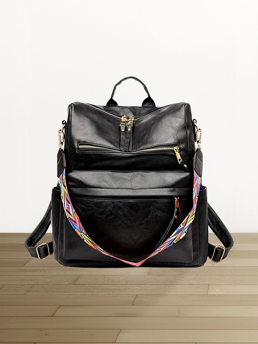 bohobuzz Women Geometric Contrast Detail Backpack-picture-46