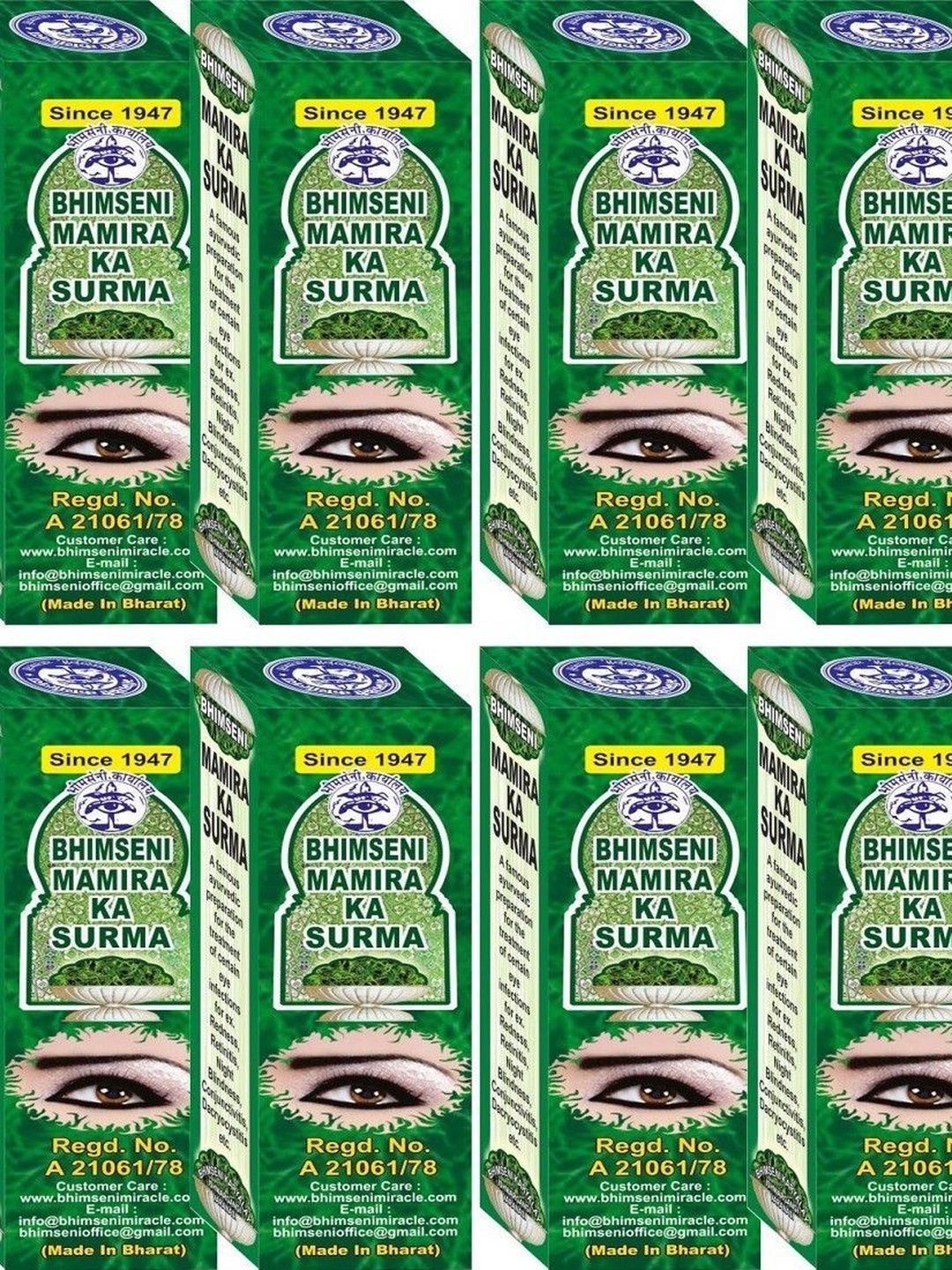 Bhimseni Karyalay Set Of 12 Smudge Proof Matte Stick Kajals - Black-picture-28