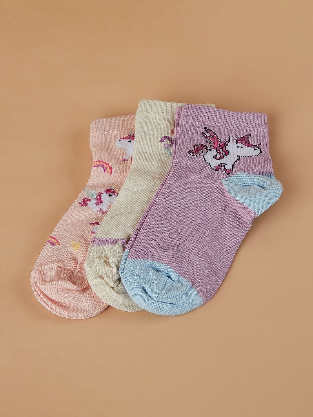 Fame Forever by Lifestyle Girls Pack Of 3 Printed Cotton Ankle-Length Socks-picture-23