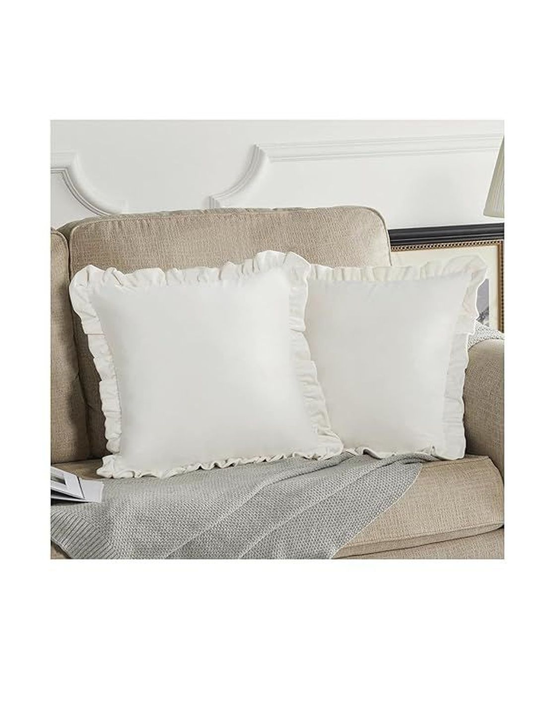 KNOTTING HOME White Set of 5 Velvet Square Cushion Covers-picture-25