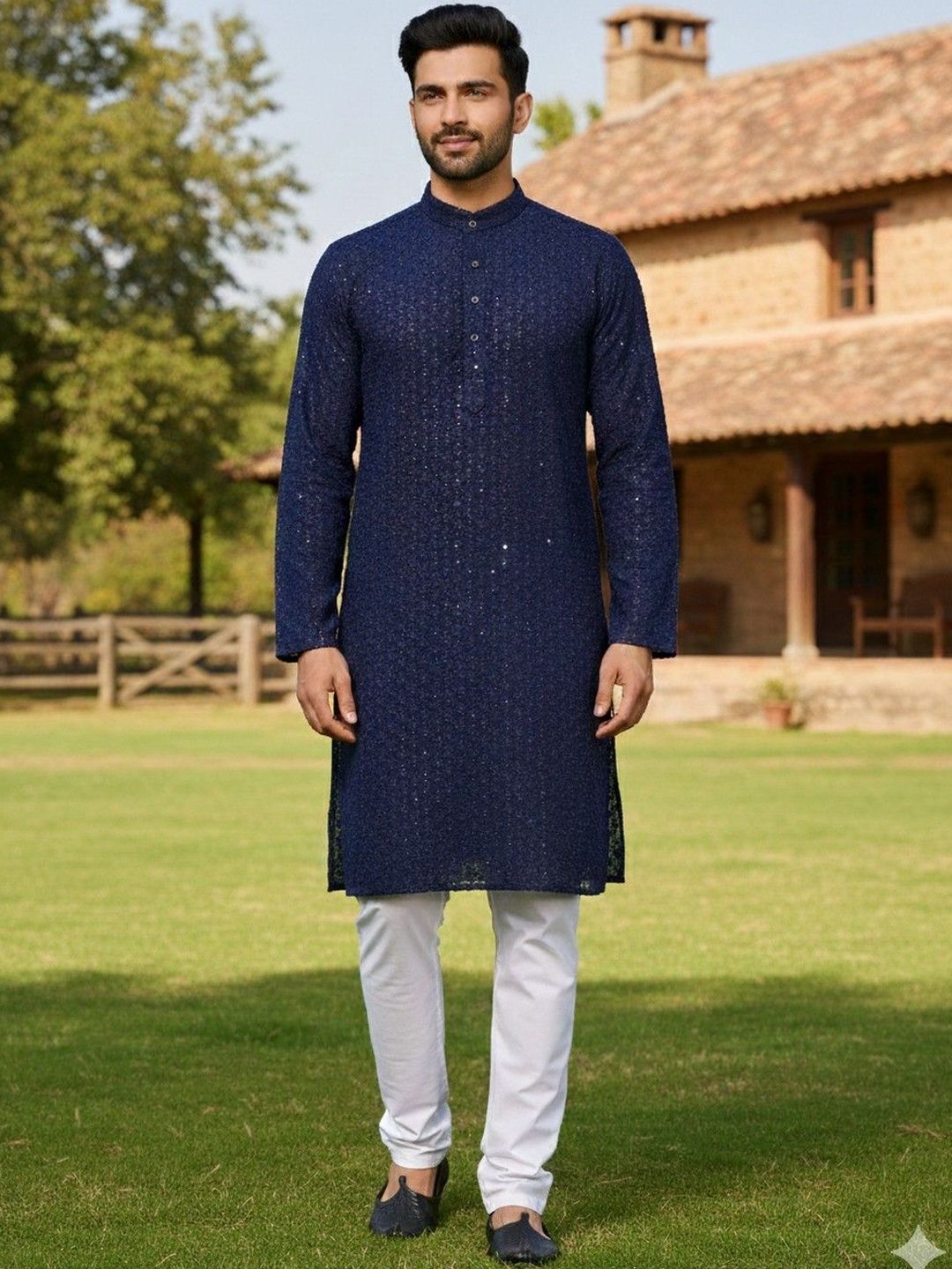 JANOI Men Ethnic Motifs Chikankari Kurta-picture-34