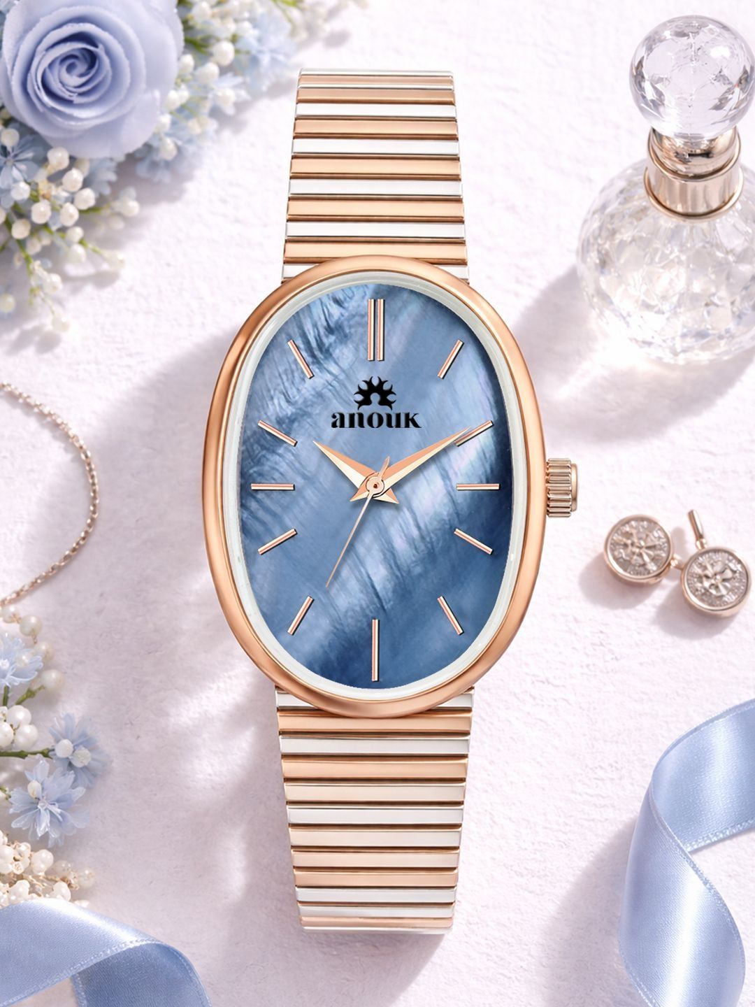 Anouk Women Mother of Pearl Dial & Bracelet Style Straps Analogue Watch ANW-037-BL