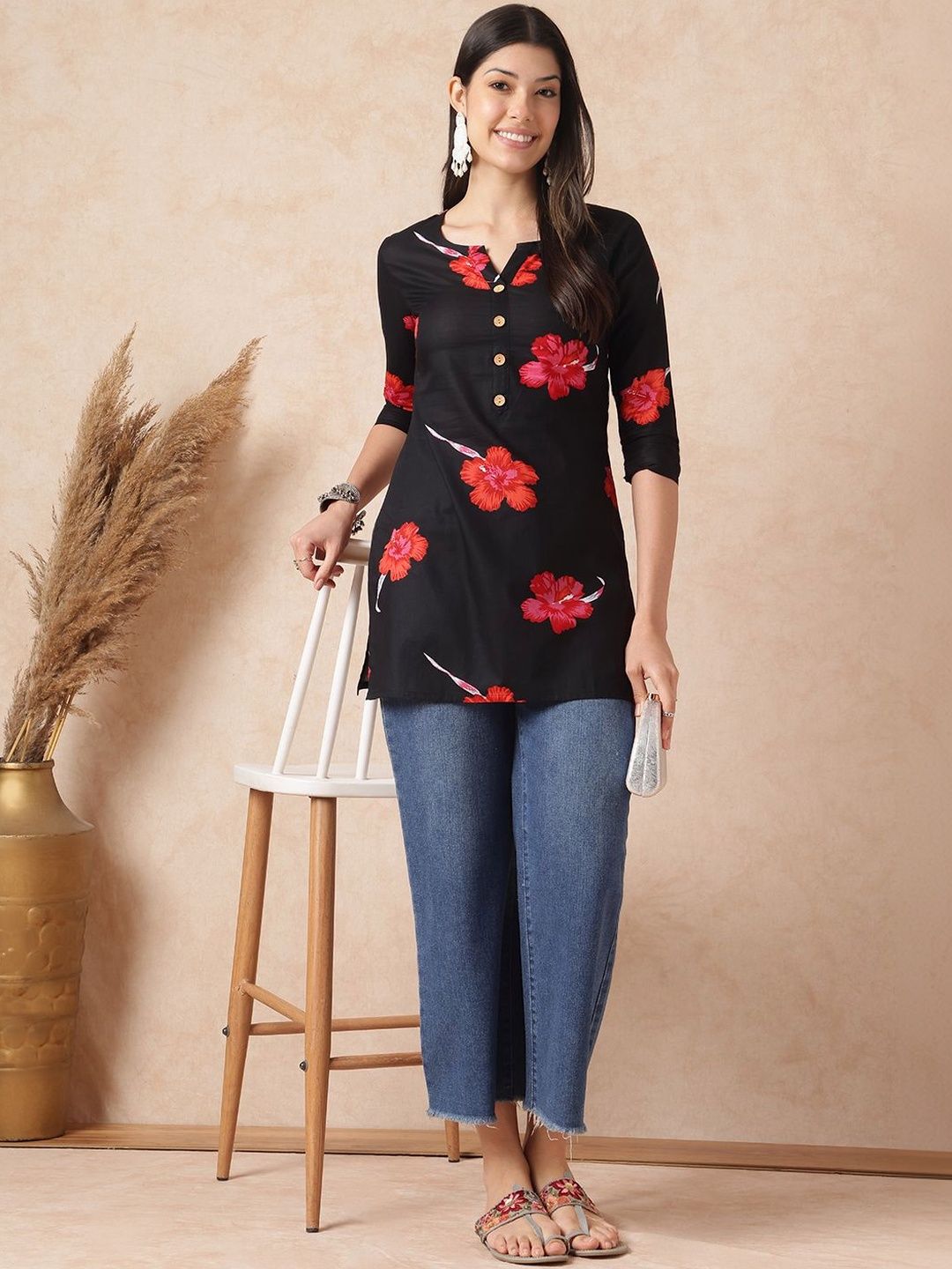 Sangria FUZN Floral Print Top-image-31
