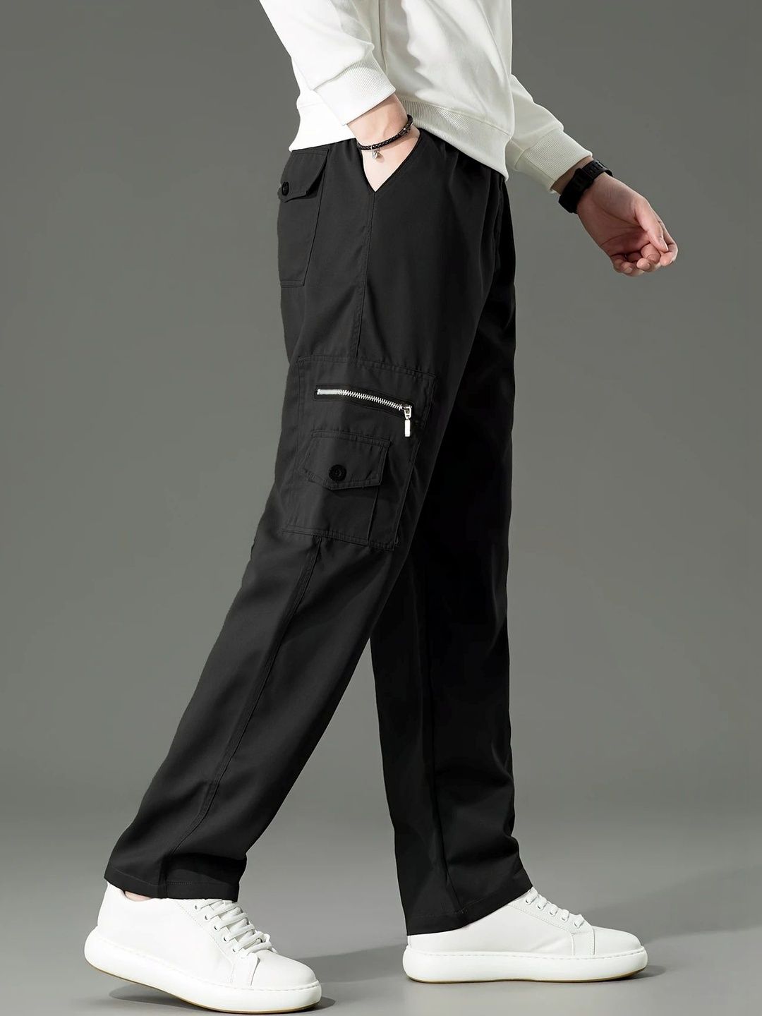 HERE&NOW Men Relaxed Straight Leg Loose Fit fwd Trousers-picture-21