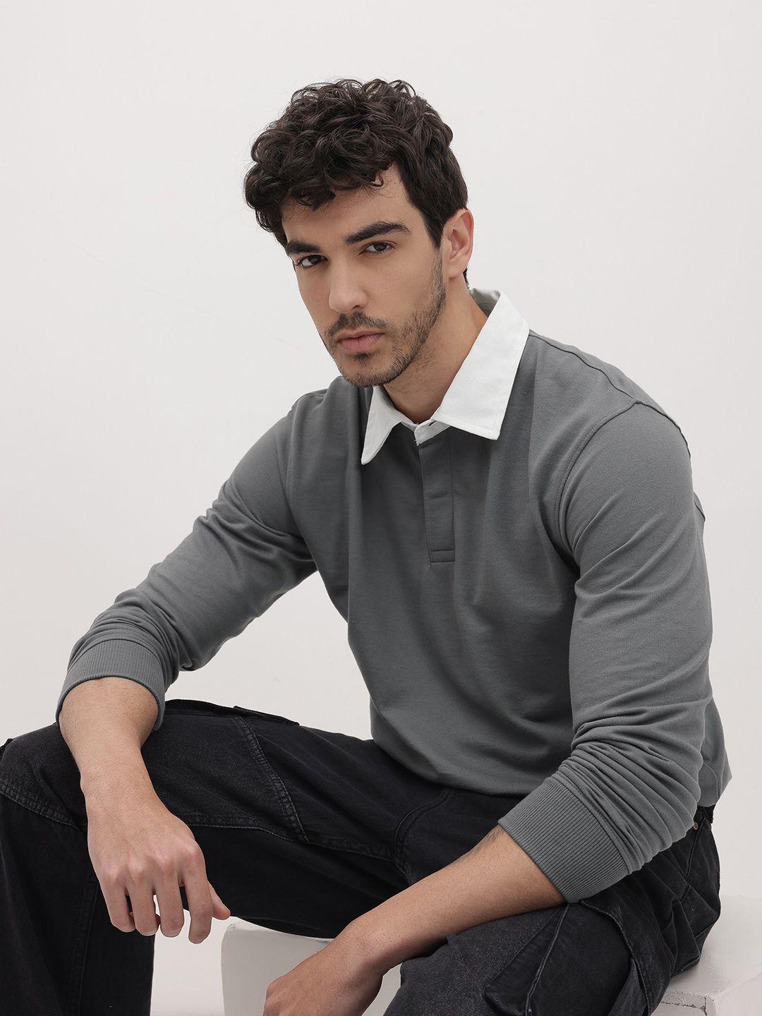 The Roadster Life Co. Contrast Collar Relaxed Sweatshirt