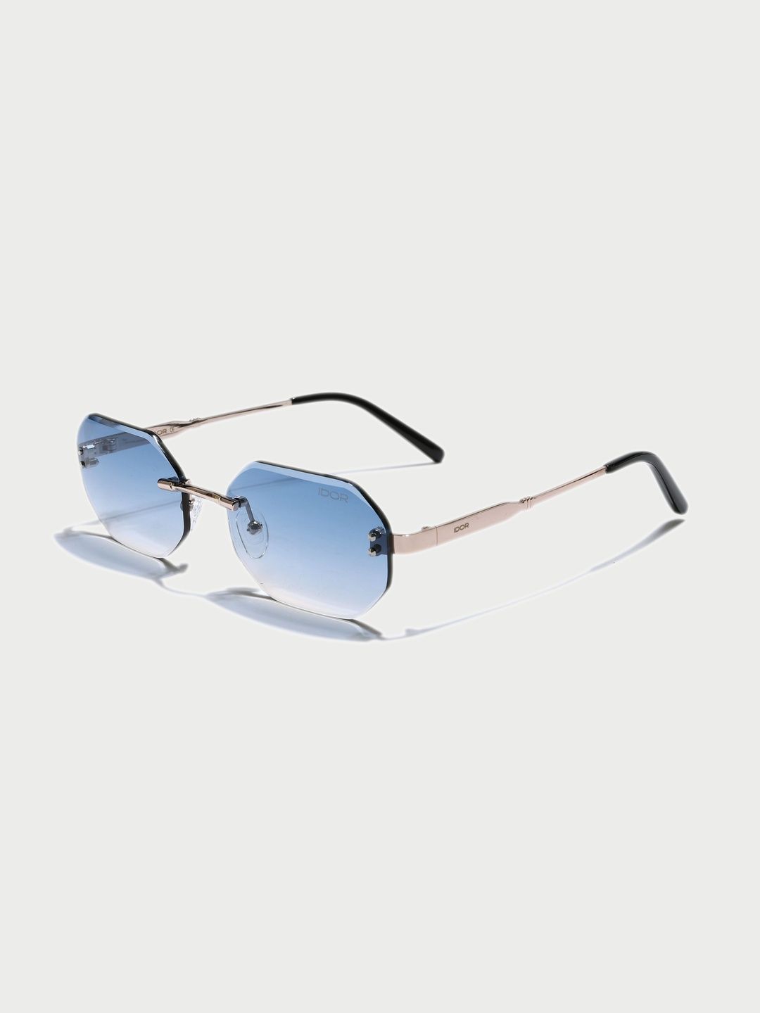 IDOR Unisex Blue Lens & Gold-Toned Oval Sunglasses with-picture-9