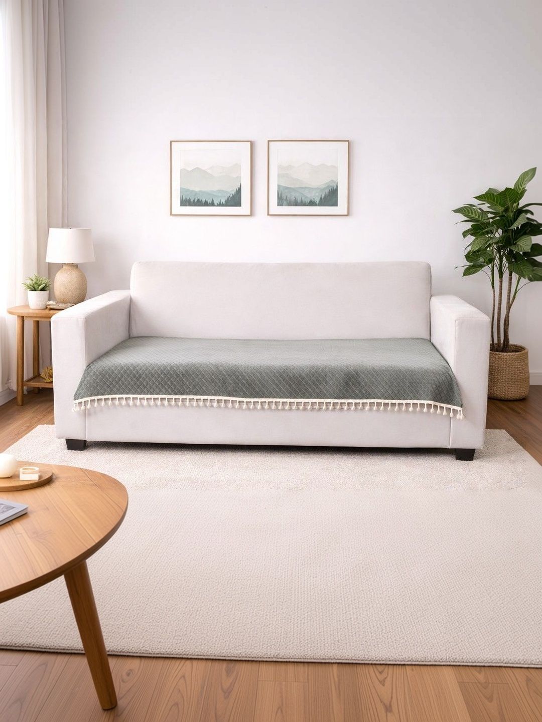 Myntra Elegant Homes Grey & Grey Printed 1 Piece Sofa Cover-picture-28