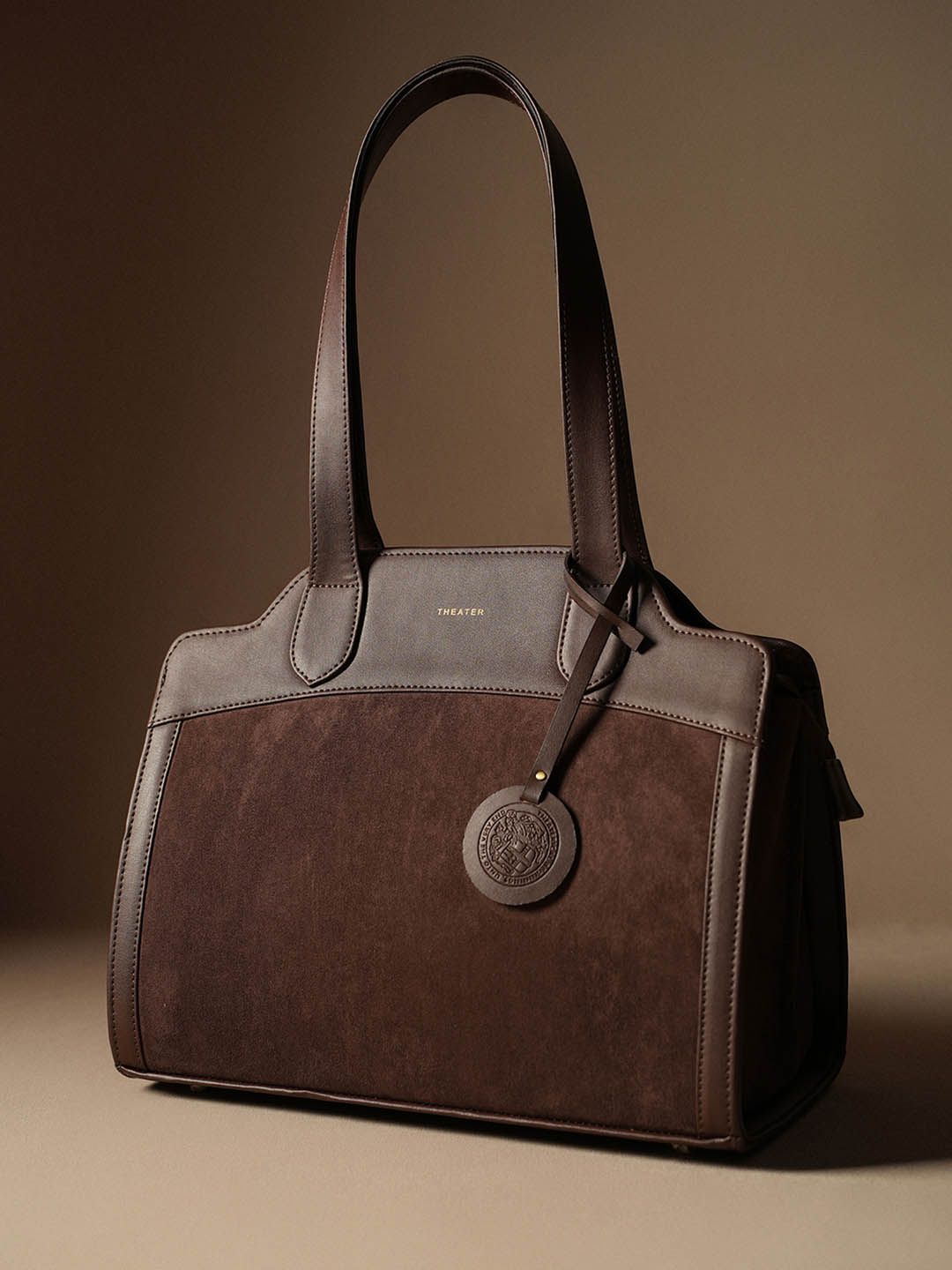 Theater Colourblocked Suede Structured Handheld Bag