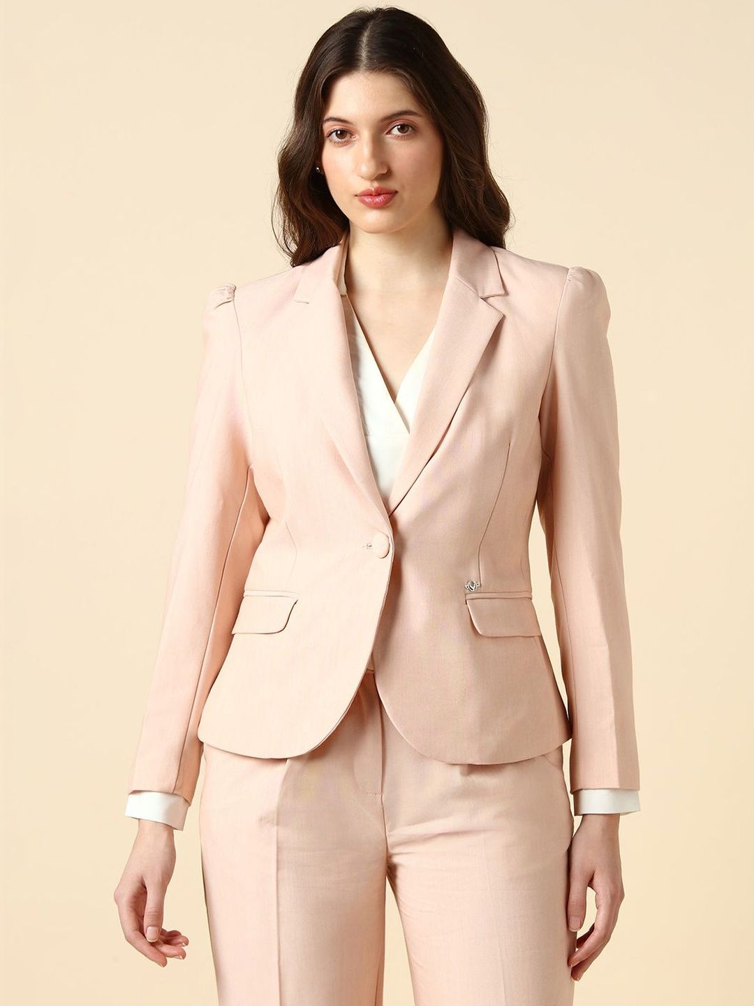 allen solly woman Allen Solly Notched Lapel Single-Breasted Formal Blazers-picture-33