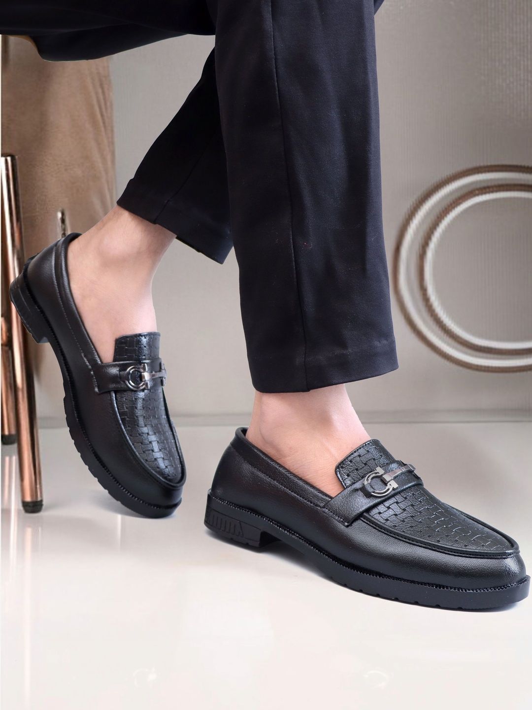 SHUAN Round Toe Slip-On Formal Loafers-picture-37