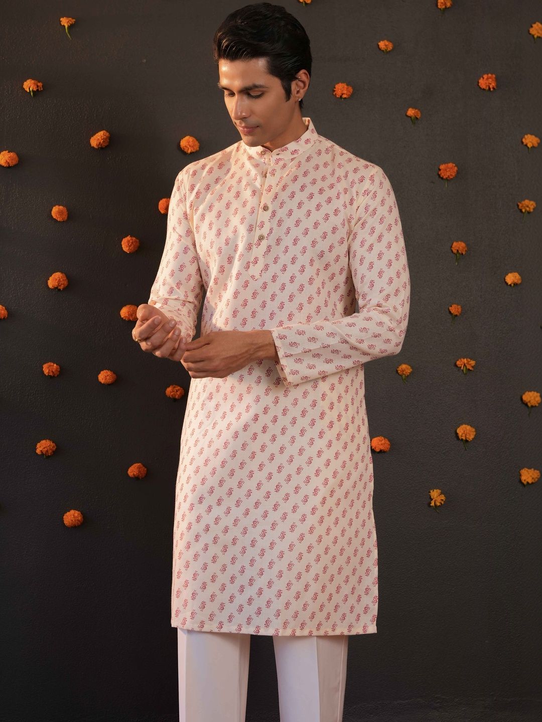Anouk Men Floral Printed Mirror Work Kurta-picture-24