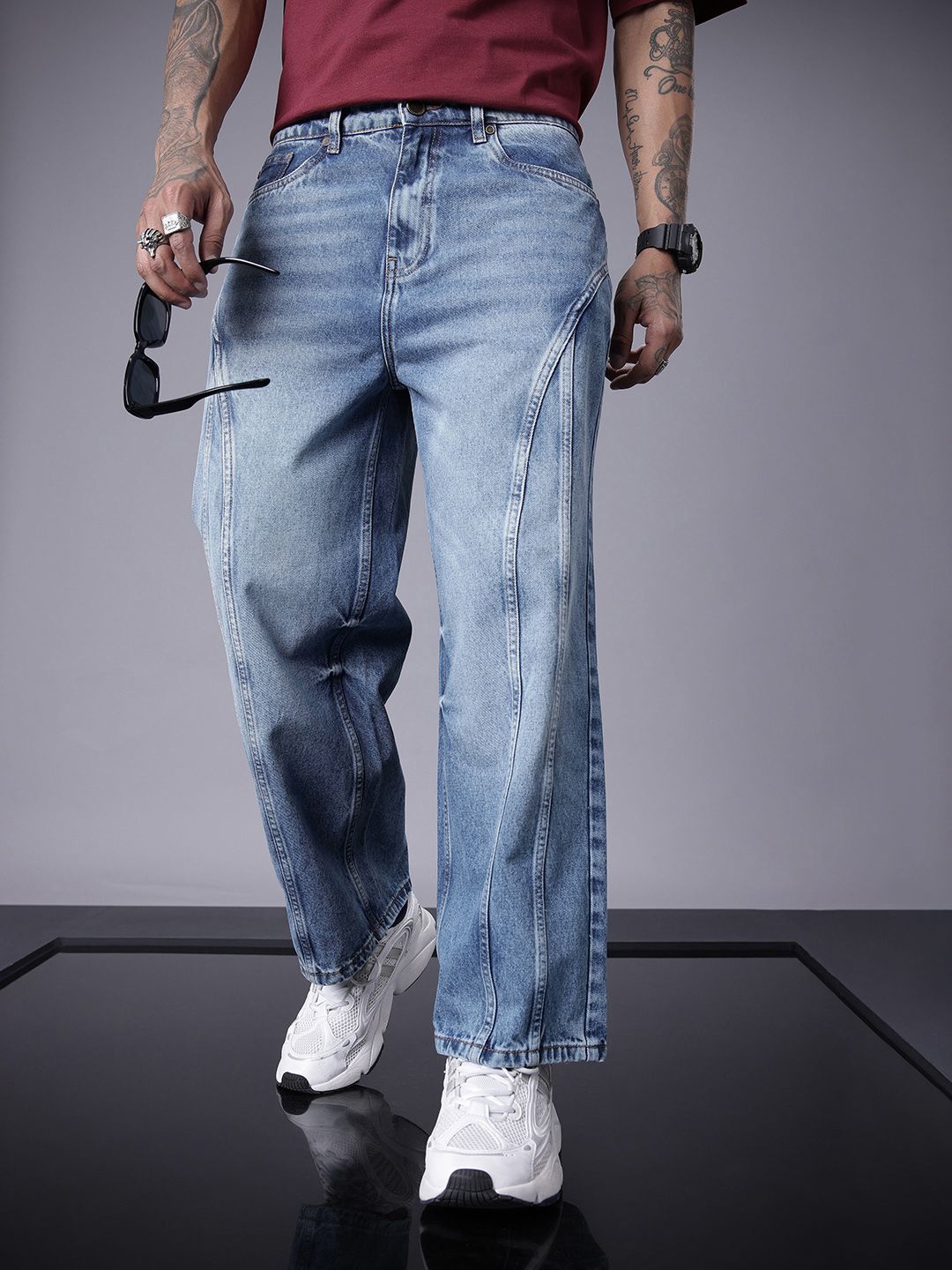 SOKO STREET Men Relaxed Fit Heavy Fade Pure Cotton Jeans-picture-20