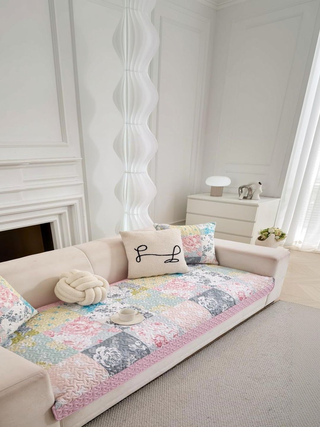 HOMETHREADS Pink 1 Piece Sofa Cover-image-19