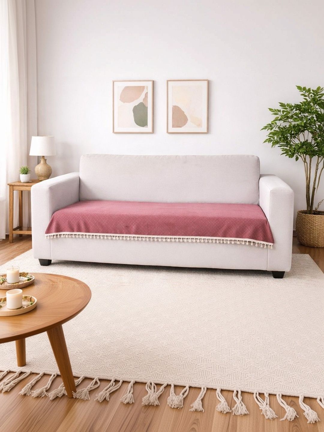 Myntra Elegant Homes Grey Checked 1 Piece Sofa Cover-image-45