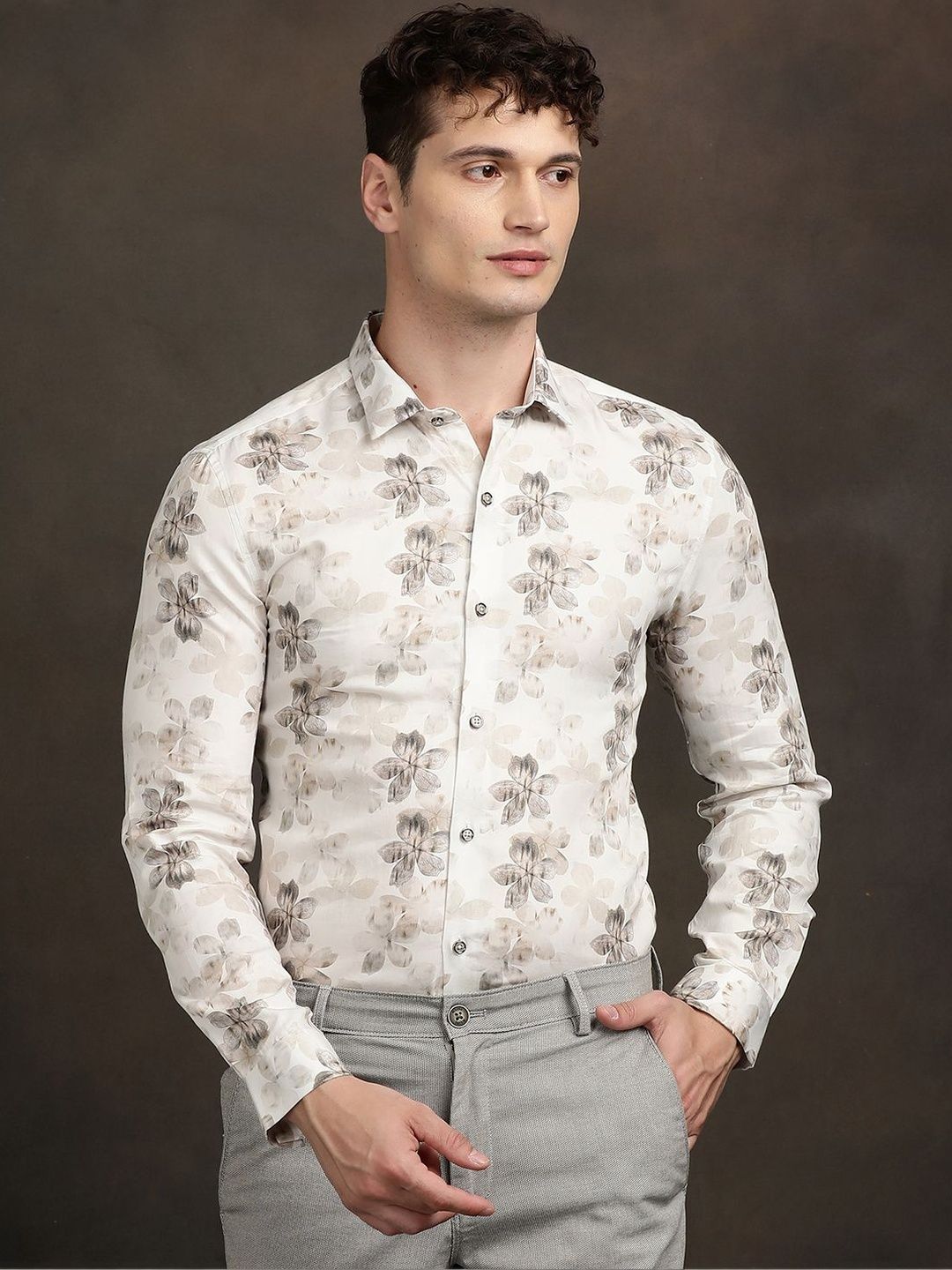 Turtle Men Classic Slim Fit Floral Printed Casual Shirt-picture-50