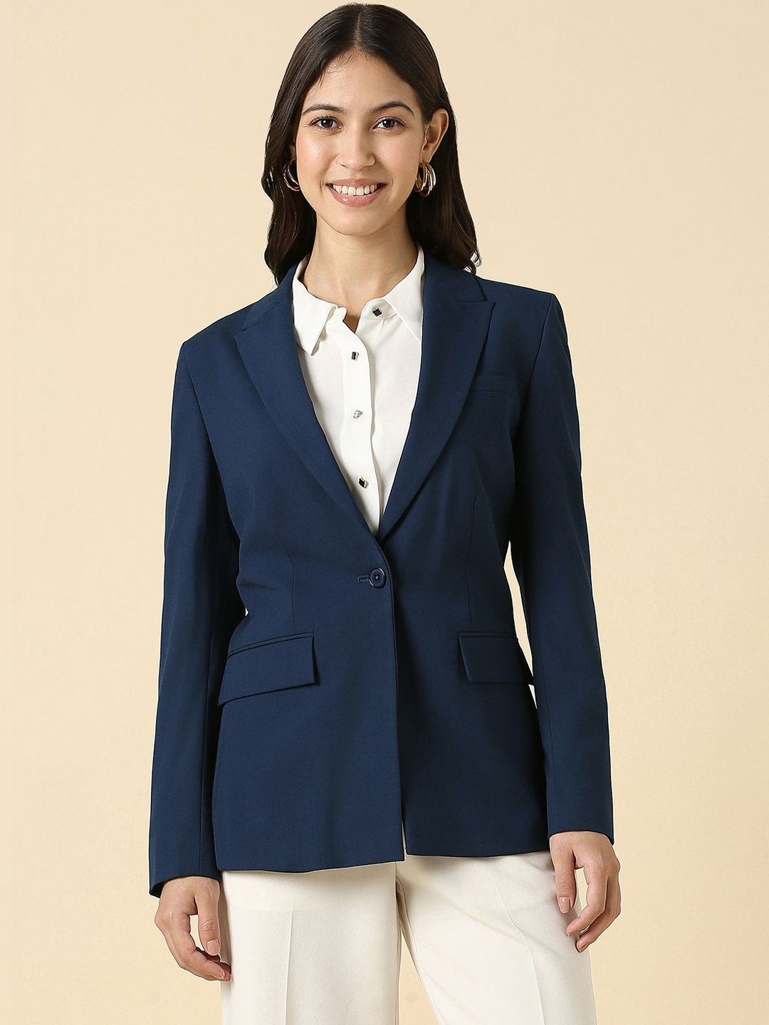 Allen Solly Woman Notched Lapel Single-Breasted Formal Blazers-image-35