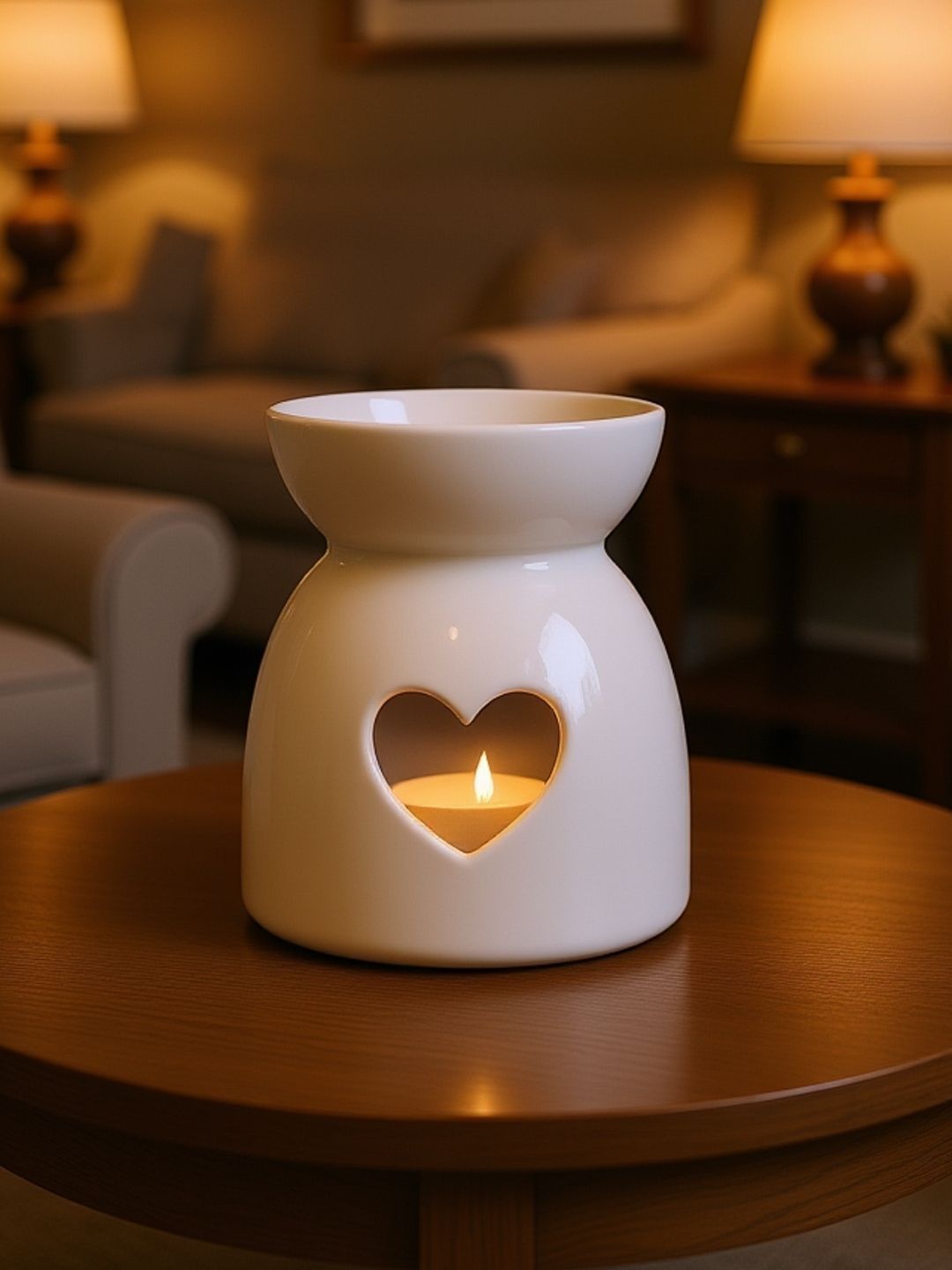 ULLASSA Off White Heart-Shaped Ceramic Diffuser-picture-20
