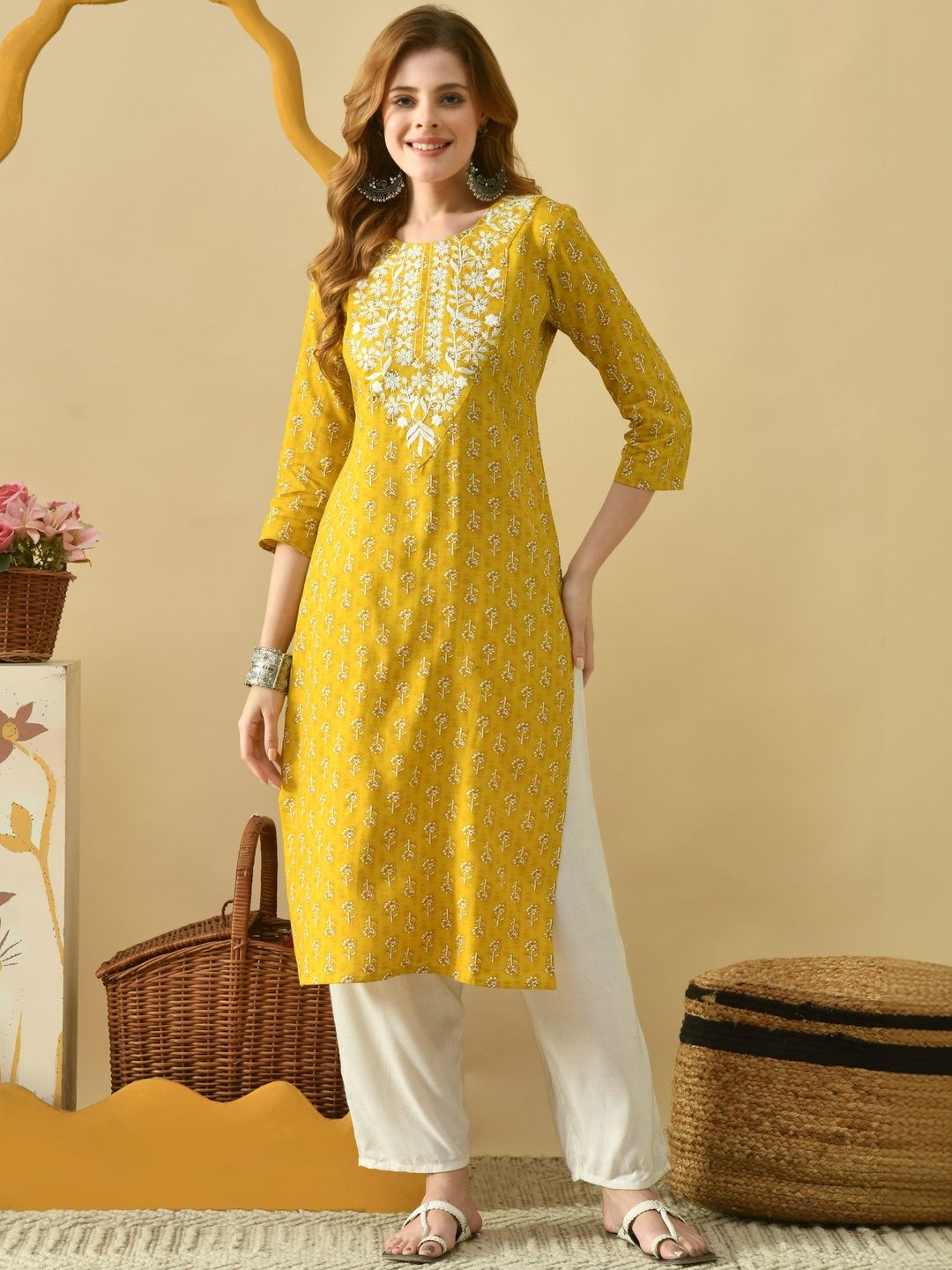 PHYSIL Women Floral Embroidered Thread Work Floral Kurta-picture-13