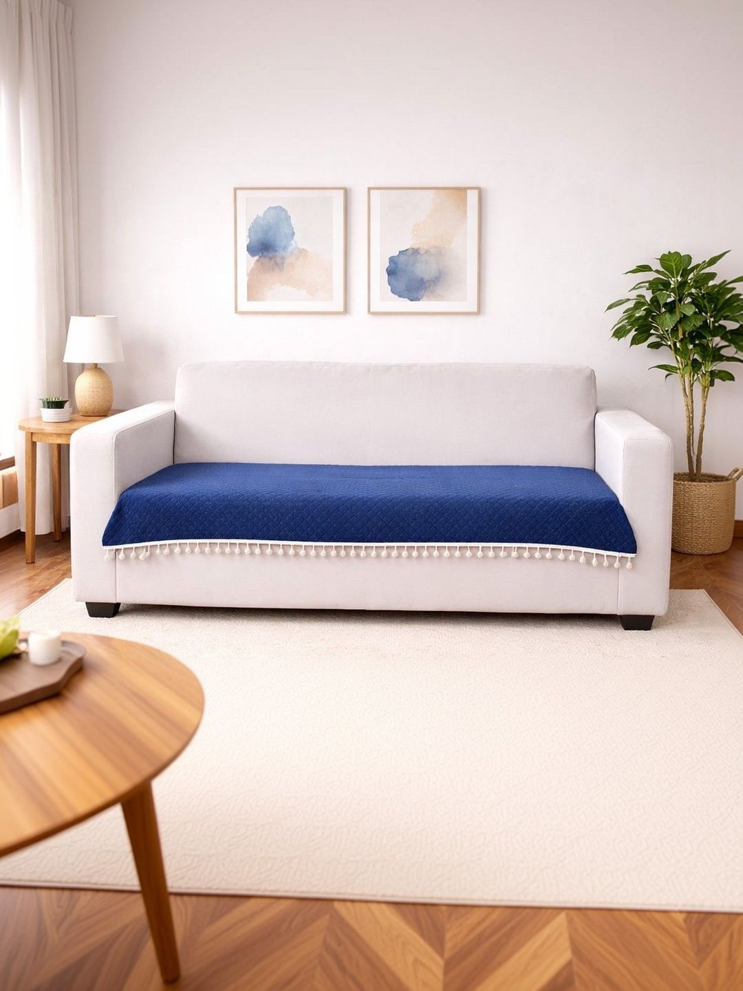 Bajo's Blue & Navy Blue 1 Piece Sofa Cover-image-6