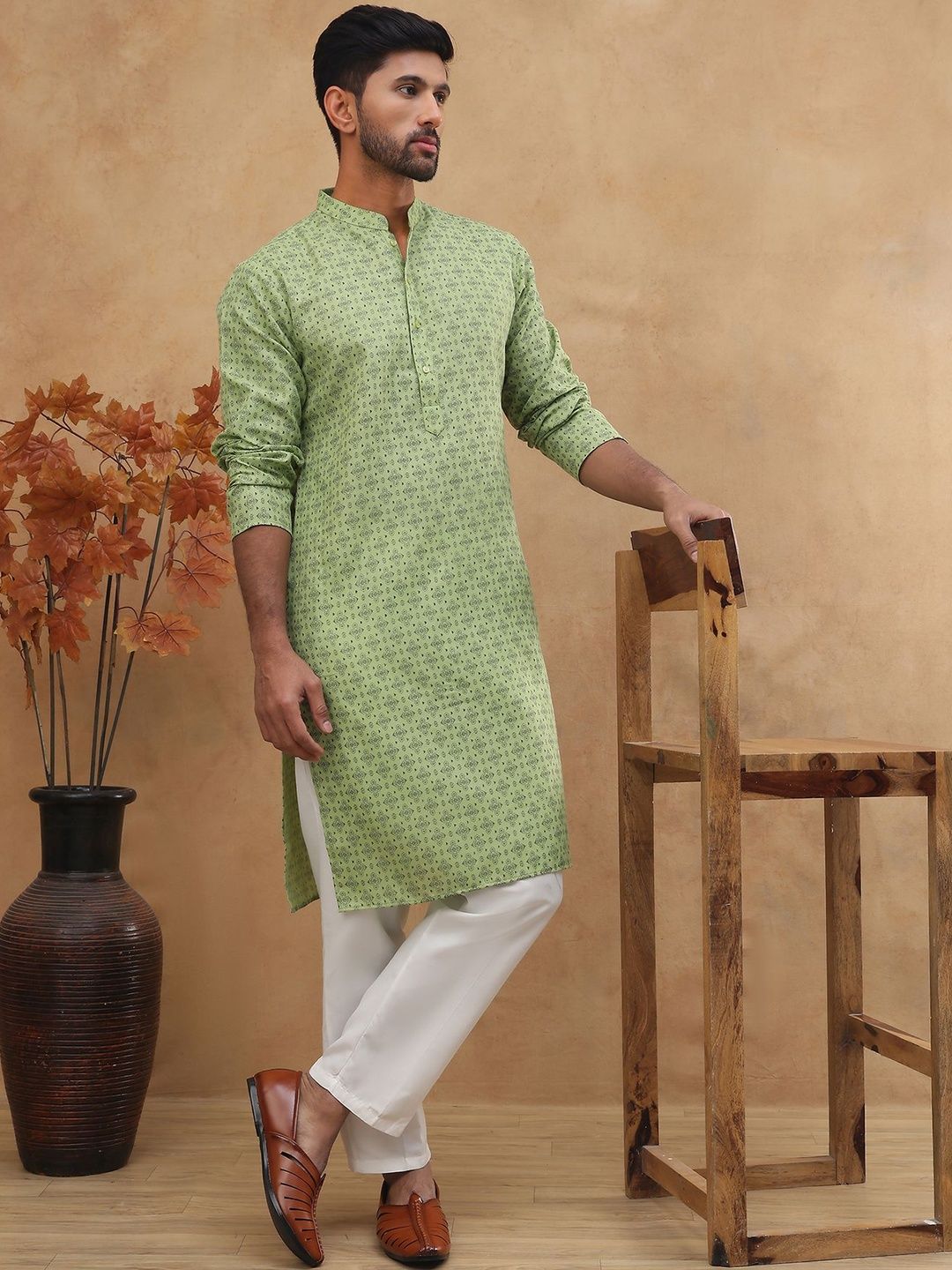 Anouk Rustic Men Ethnic Motifs Printed Regular Kurta with Pyjamas