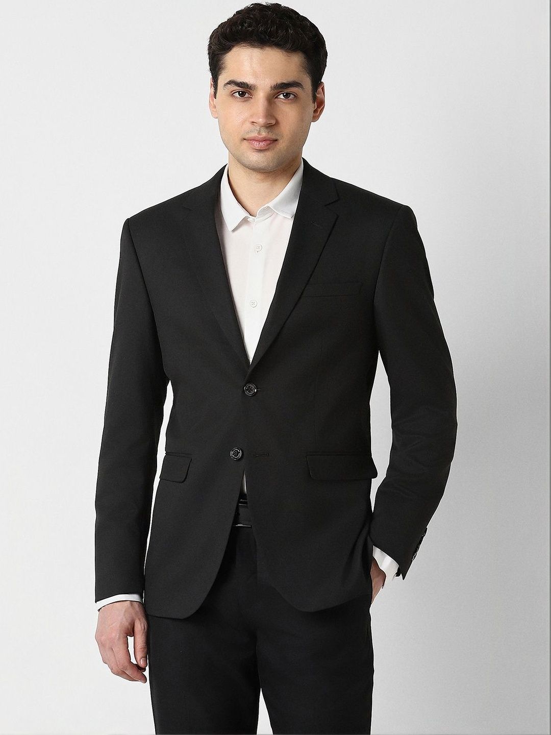 Peter England Elite Notched Lapel Single-Breasted Slim Fit Formal Blazers-picture-8