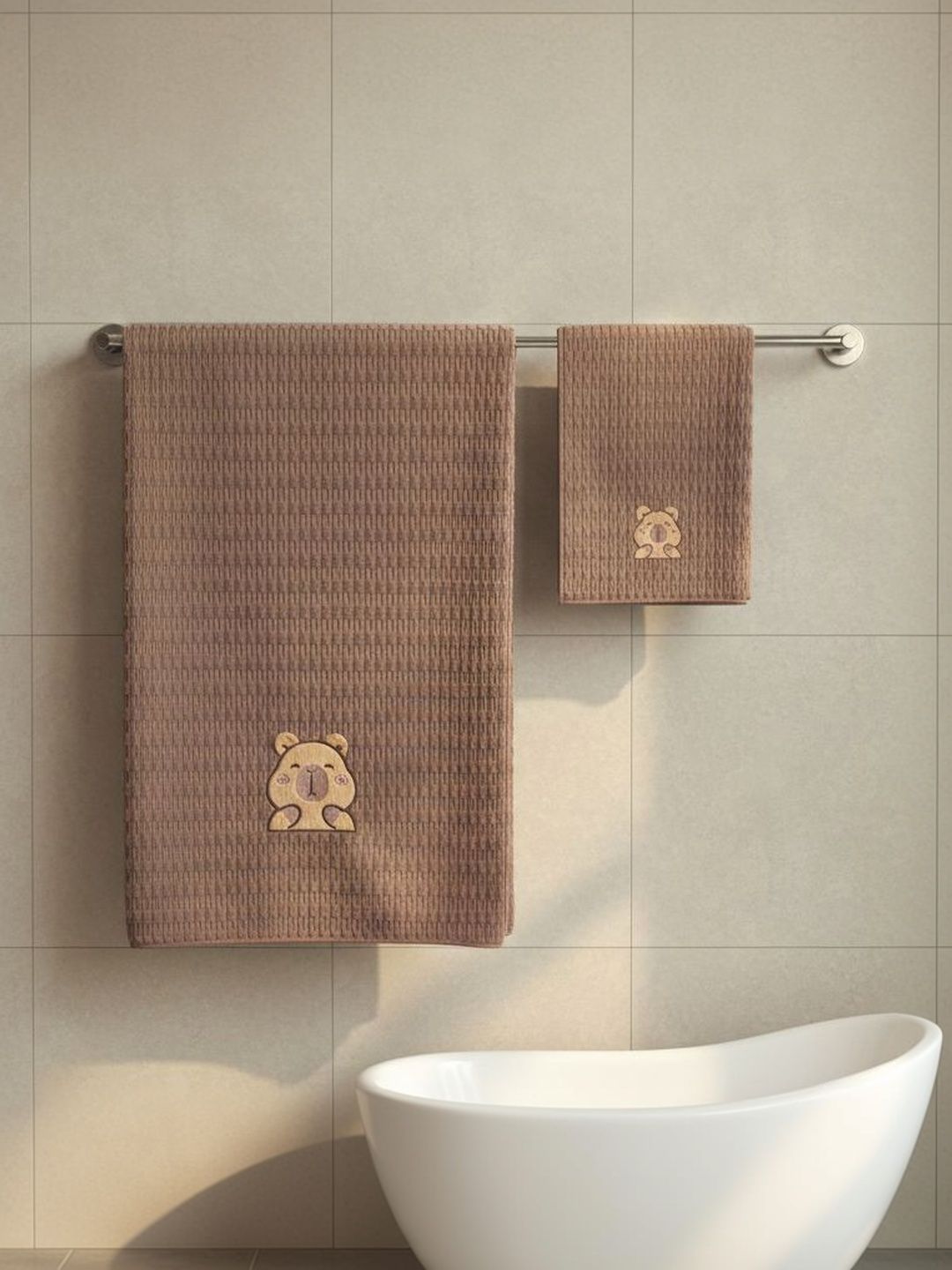 The Classy Kitchen Brown & Brown 2 Printed 380 GSM Bath Towel