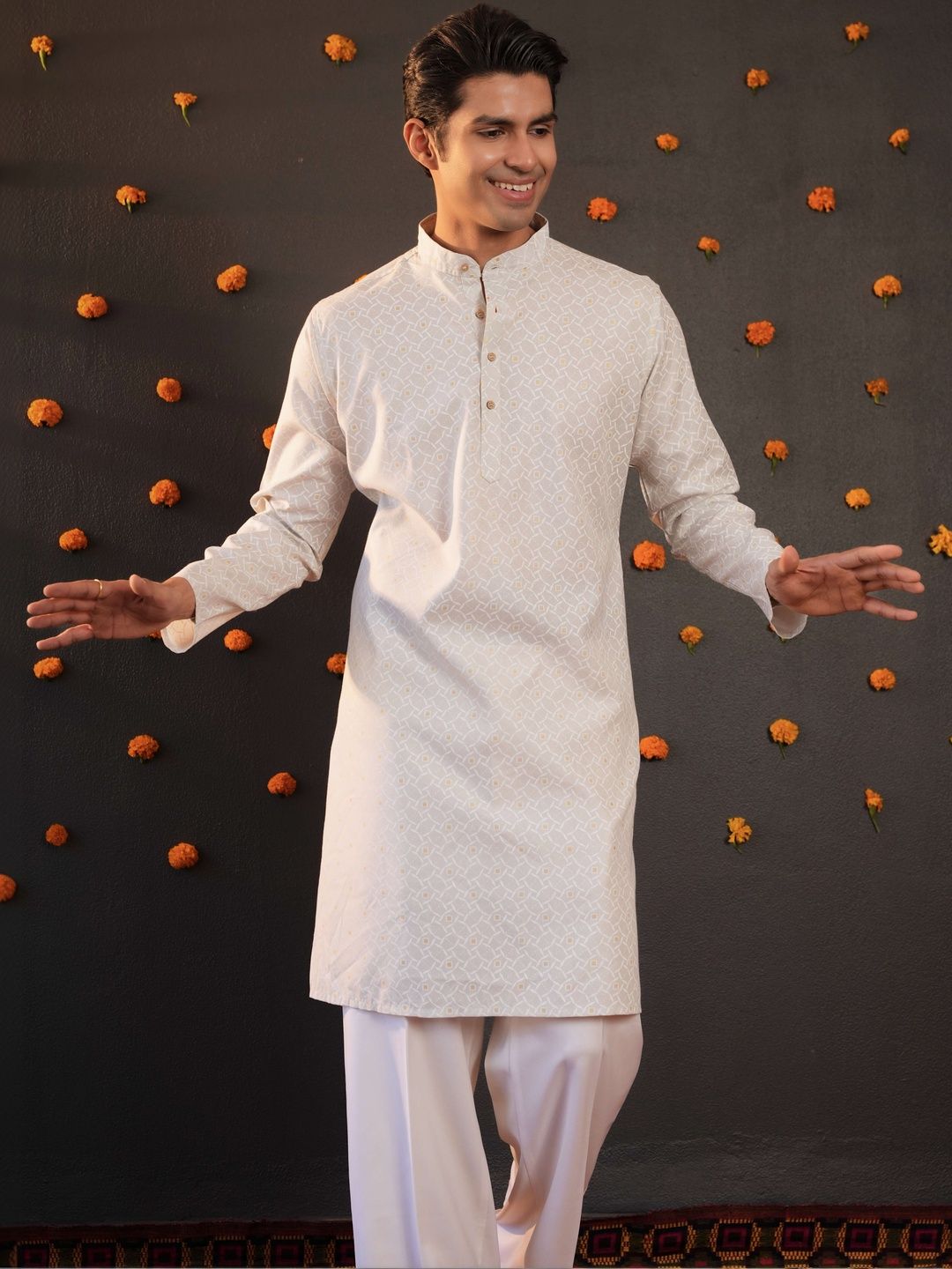 Anouk Men Geometric Printed Mirror Work Kurta-picture-14