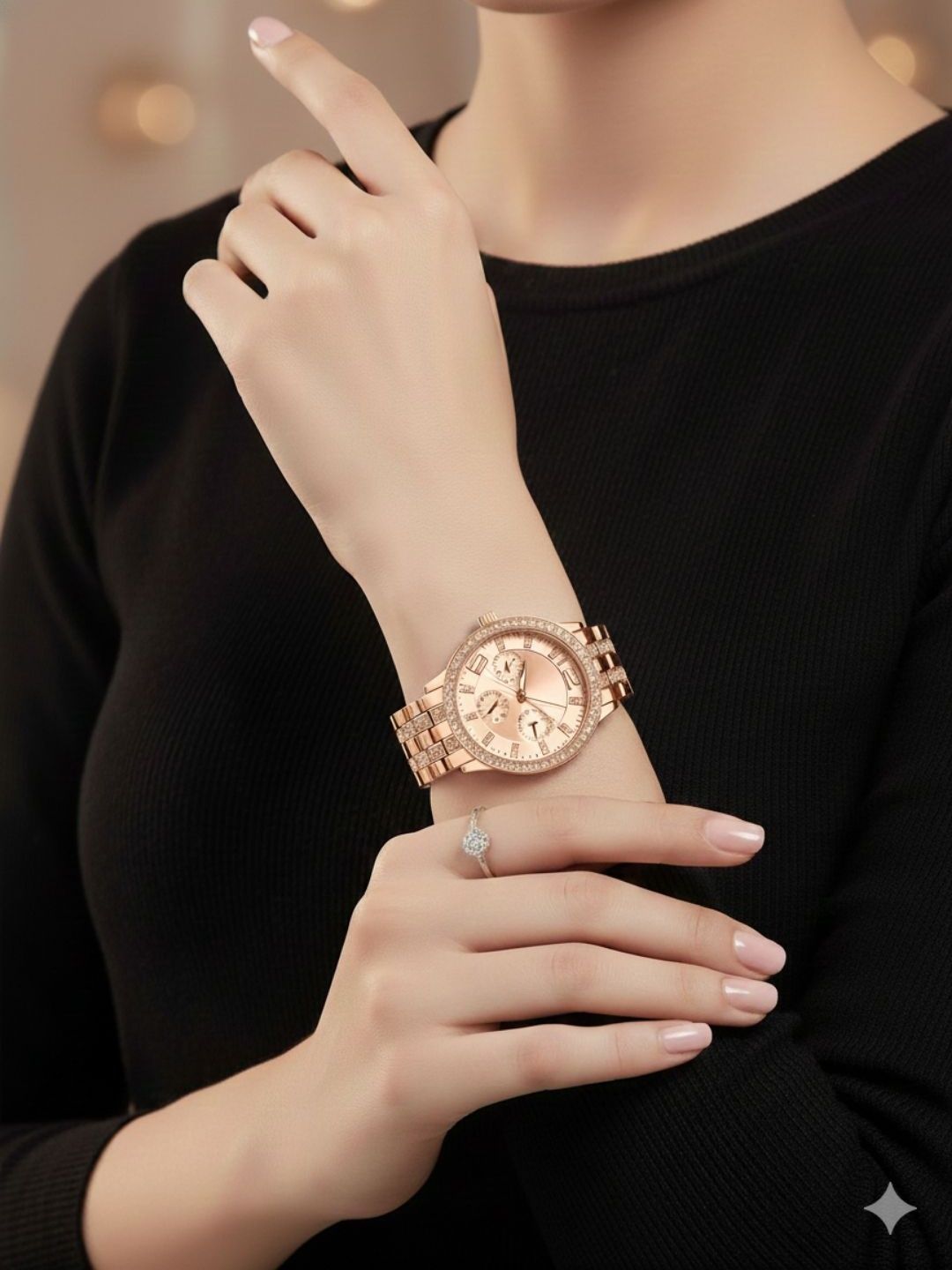 FIMBUL Women Dial & Bracelet Style Straps Analogue Date Aperture Automatic Watch WATCH-ROSE GOLD-04-picture-8