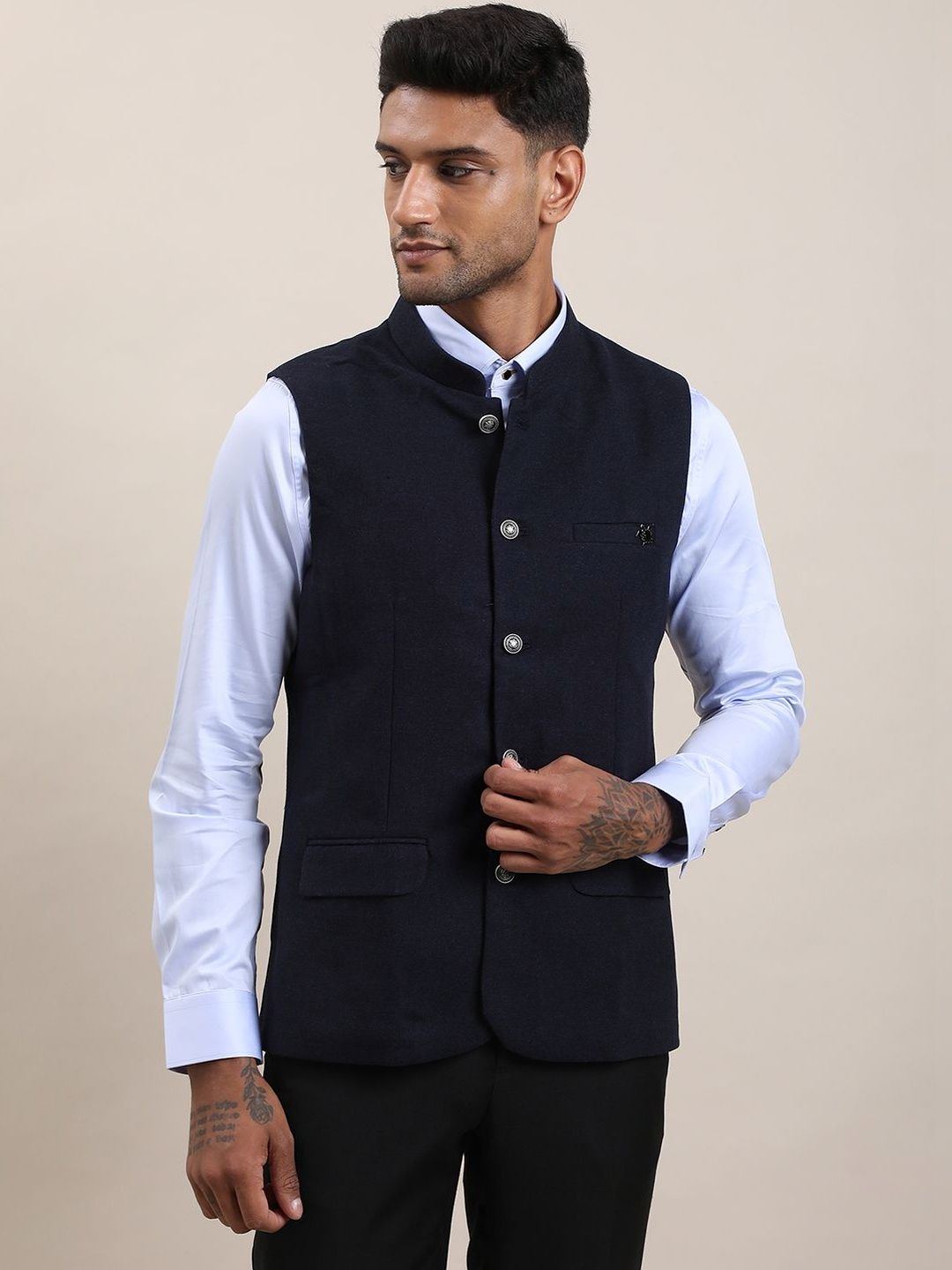 Turtle Polyrayon Woven Nehru Jackets-picture-10