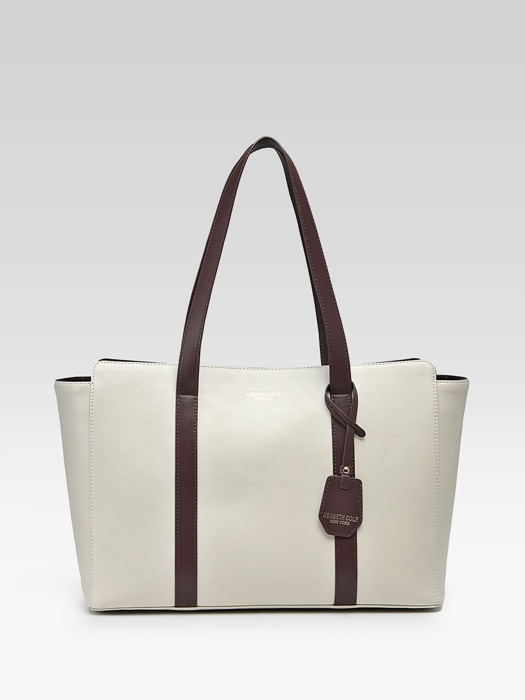 Kenneth Cole Off-White & Marron Oversized Structured Shoulder Bag-picture-41