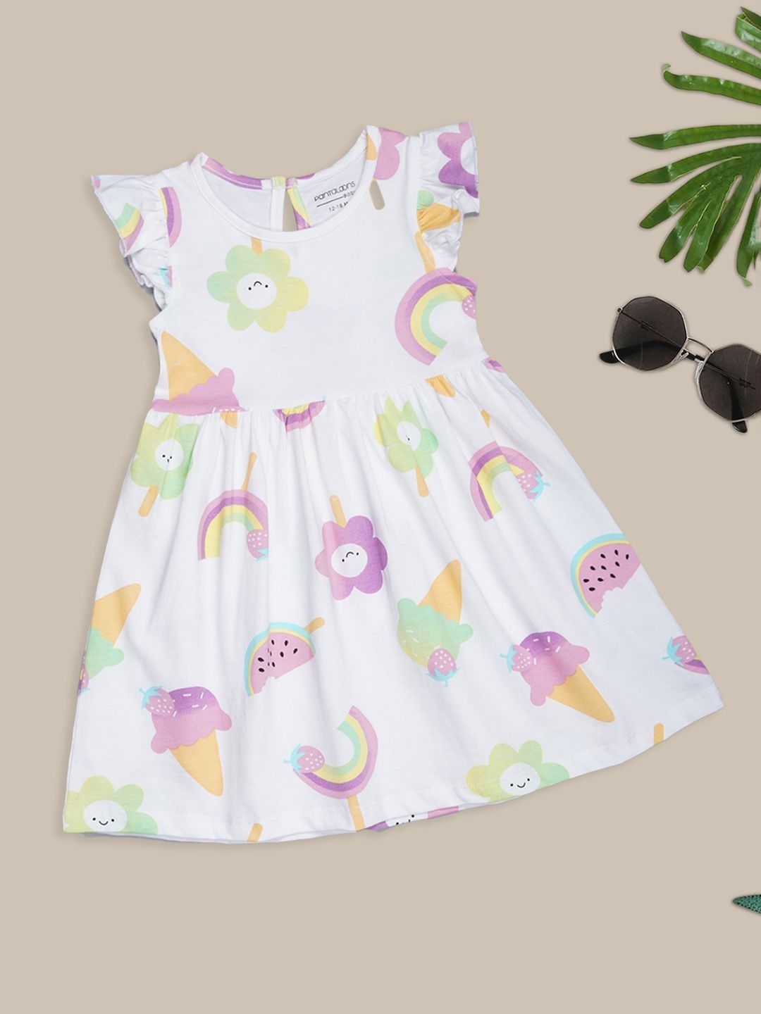 Pantaloons Baby Print Flutter Sleeve Fit & Flare Dress