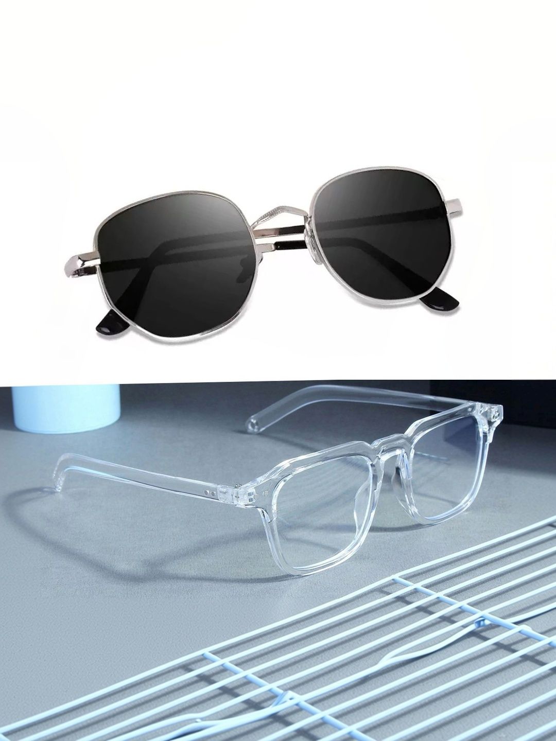Elligator Men Black Lens & Silver-Toned Square Sunglasses with-picture-54