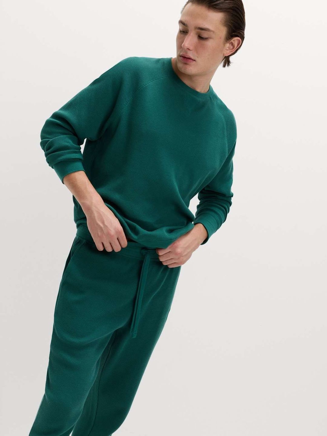 Marks & Spencer Pure Cotton Waffle Loungewear Sweatshirt