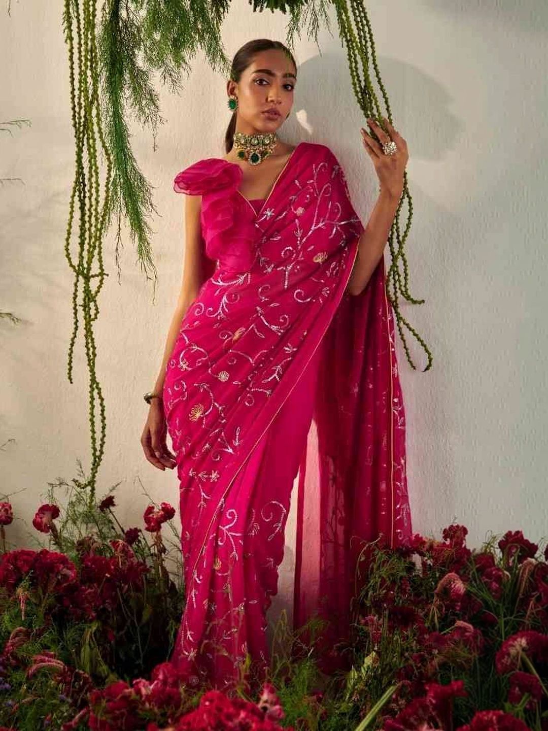 Tilsim by Sagarika Mehrotra Embellished Embroidered Poly Crepe Designer Saree-picture-31