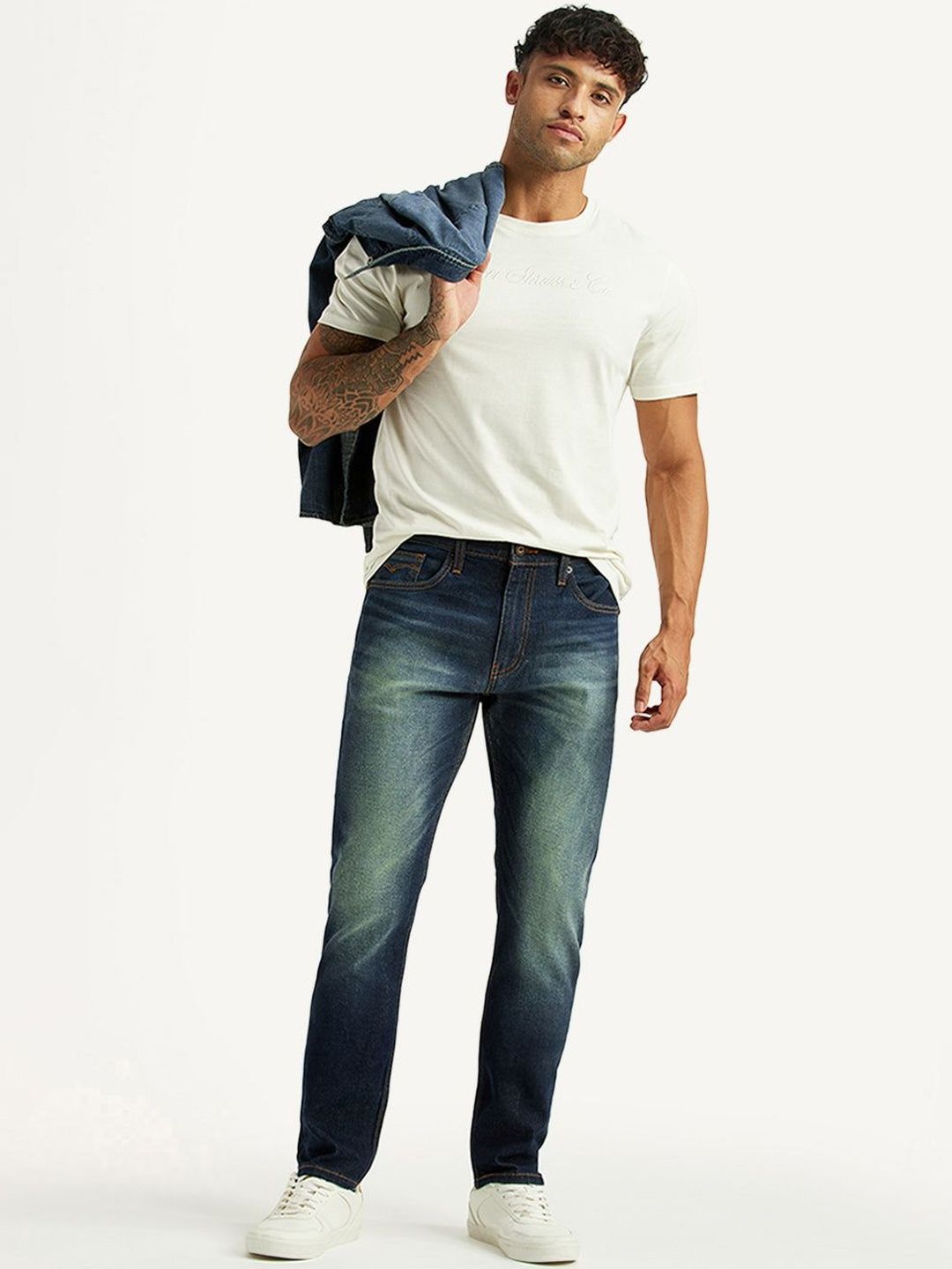 Levis Men Tapered Fit Mid-Rise Light Fade Stretchable Jeans-image-2