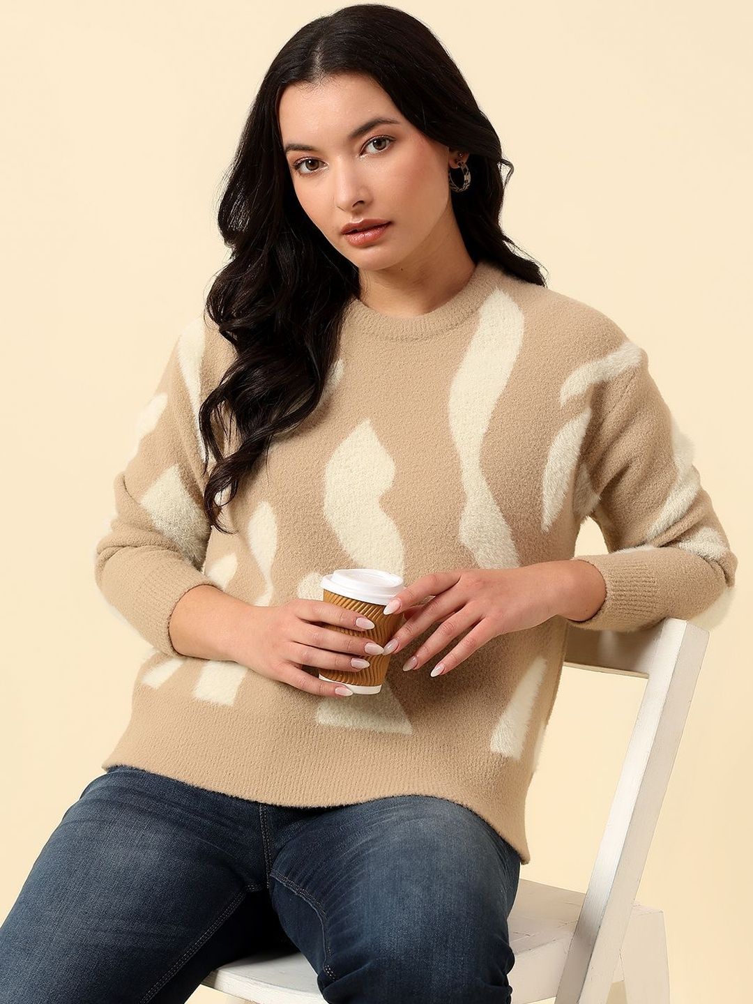 Cantabil Men Printed Woollen Pullover with Fuzzy Detail-picture-38