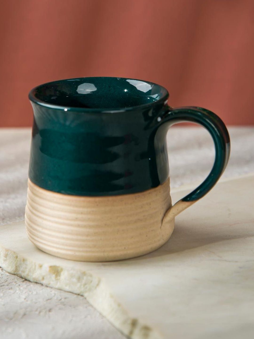 Fabindia Green Crafted Ceramics Textured Ceramic Glossy Mugs Set of Cups and Mugs-image-36