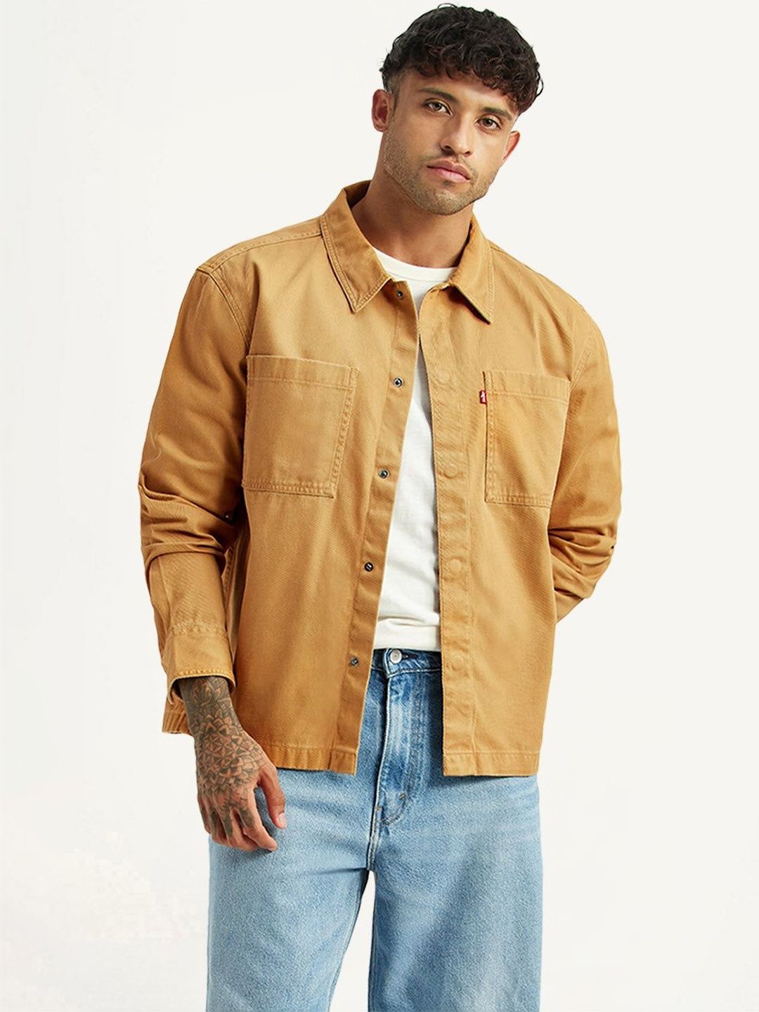 Levis Men's Solid Tan Relaxed Fit Shirt-picture-33