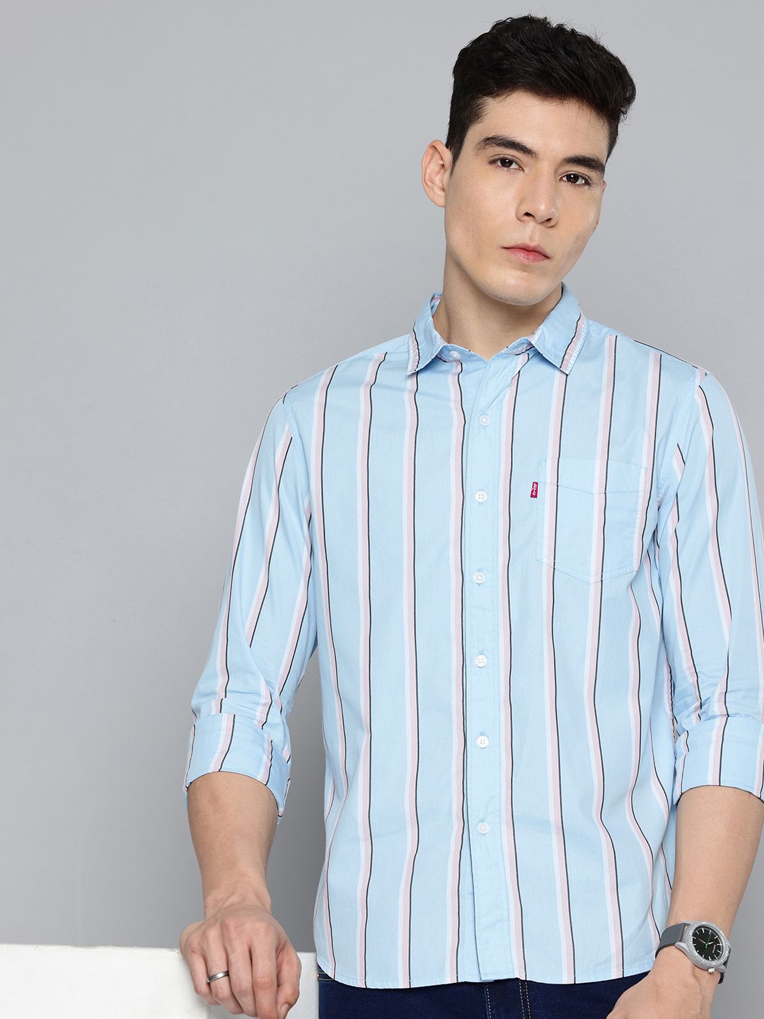 Levis Pure Cotton Striped Slim Fit Casual Shirt-picture-43
