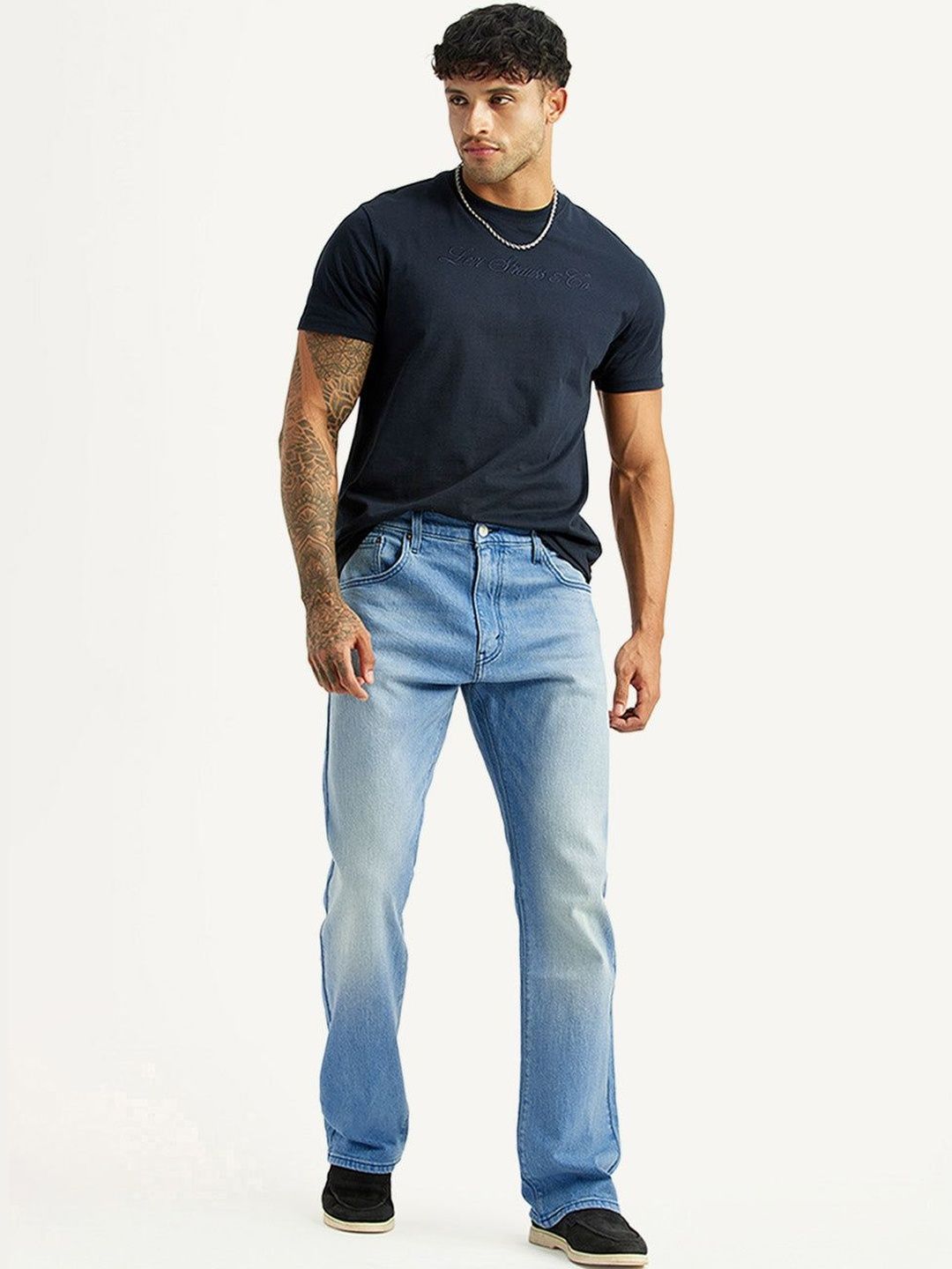 Levis Men Bootcut Mid-Rise Light Fade Stretchable Jeans-picture-30