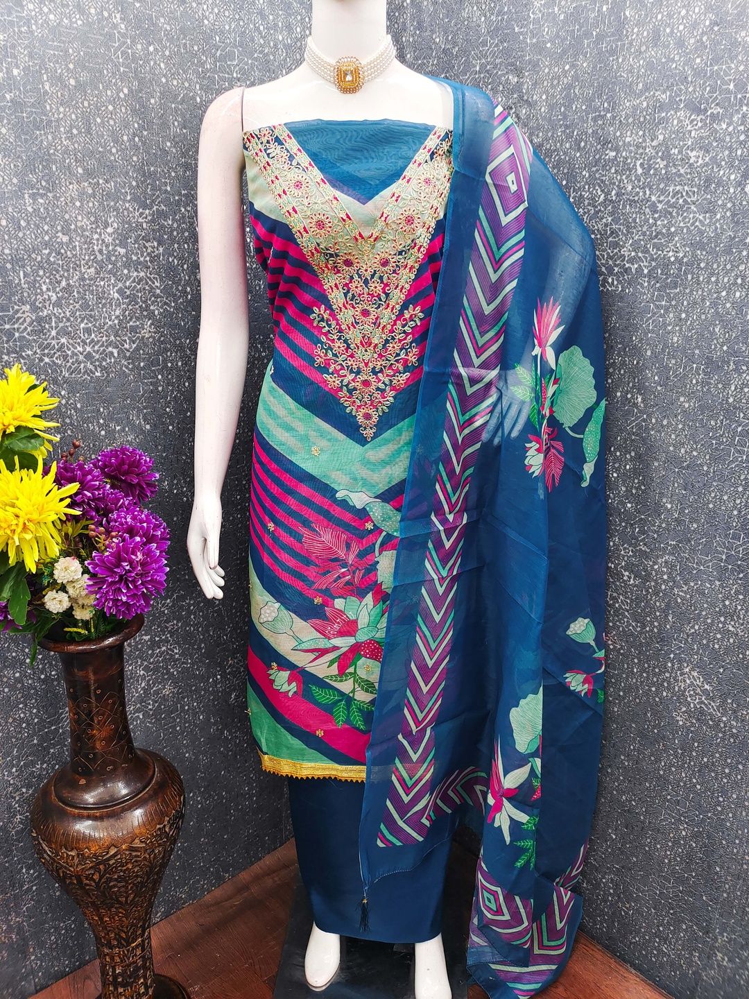 HERE&NOW Embroidered Unstitched Dress Material-picture-54